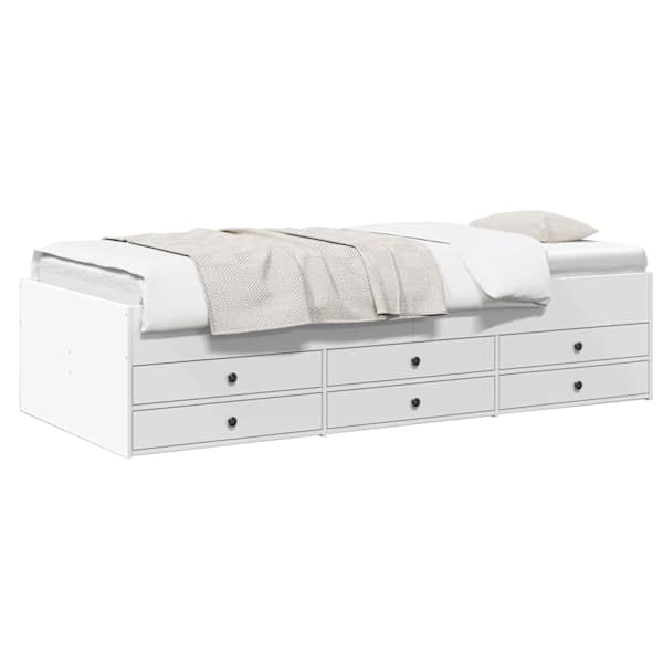 vidaXL Voodiraam ladustamisega sahtliga Valge 80 x 200 cm Tehispuit