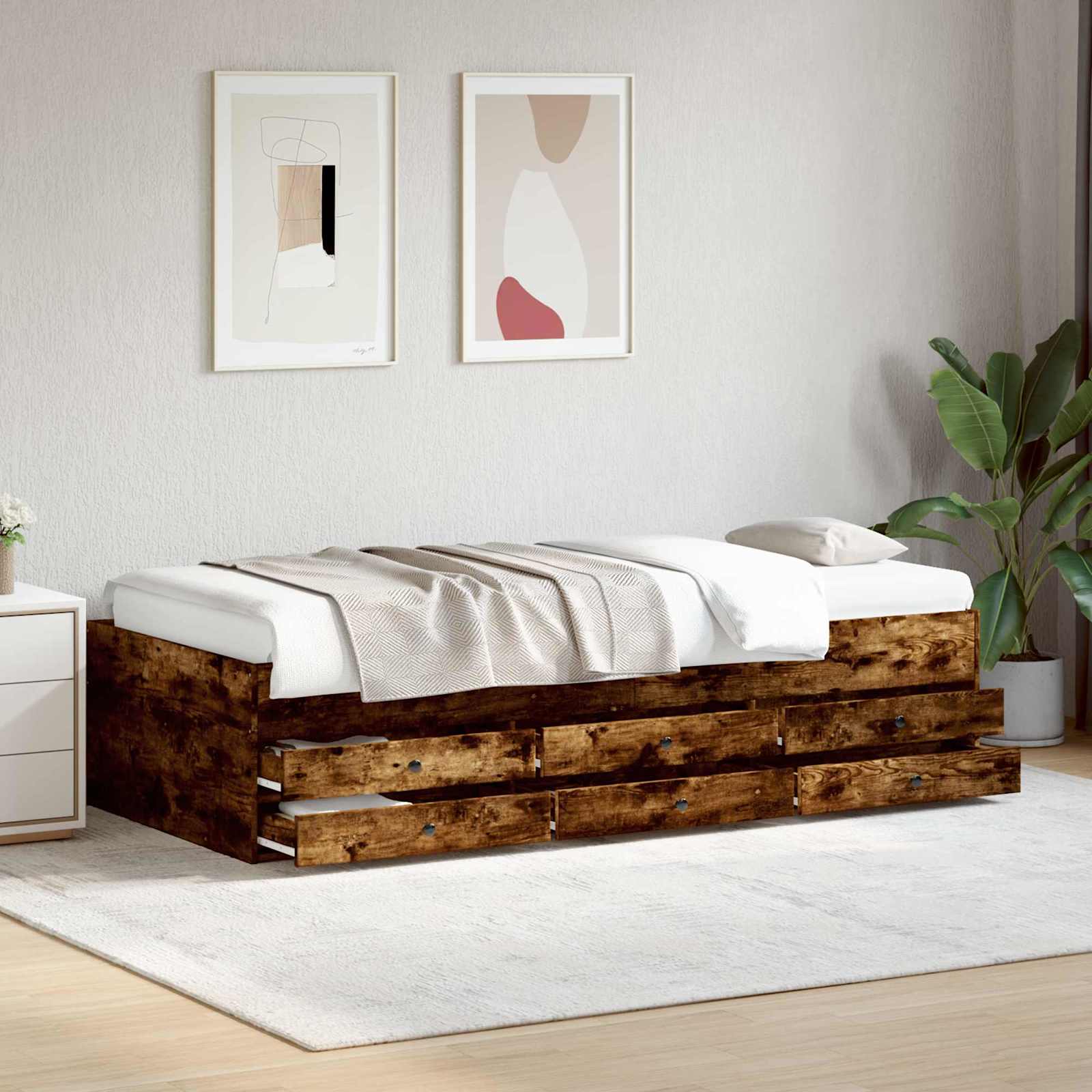 vidaXL Sänkykehys varastolla Savutammi 80 x 200 cm Tekninen puu
