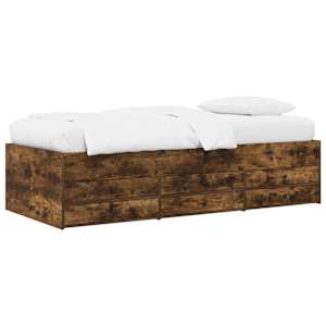 vidaXL Voodiraam ladustamisega Suitsutatud tamm 80 x 200 cm Tehispuit