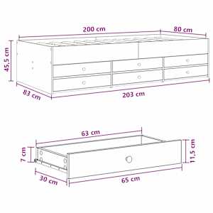 Rám postele s úložným prostorem Kouřový dub 80 x 200 cm - obrázek 10