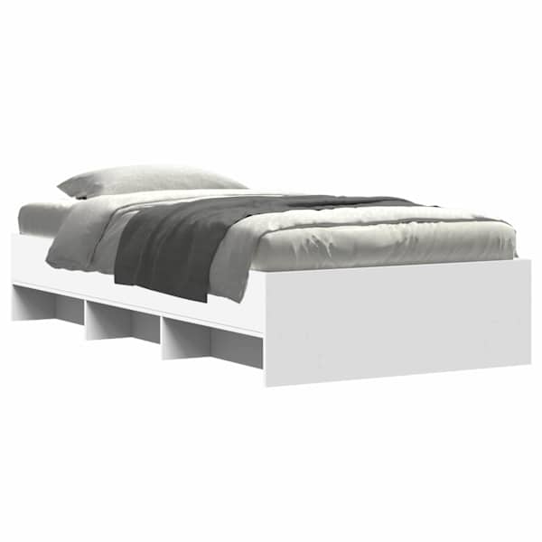 vidaXL Voodi raam riiuliga ladustamisega Valge 80 x 200 cm Tehispuit