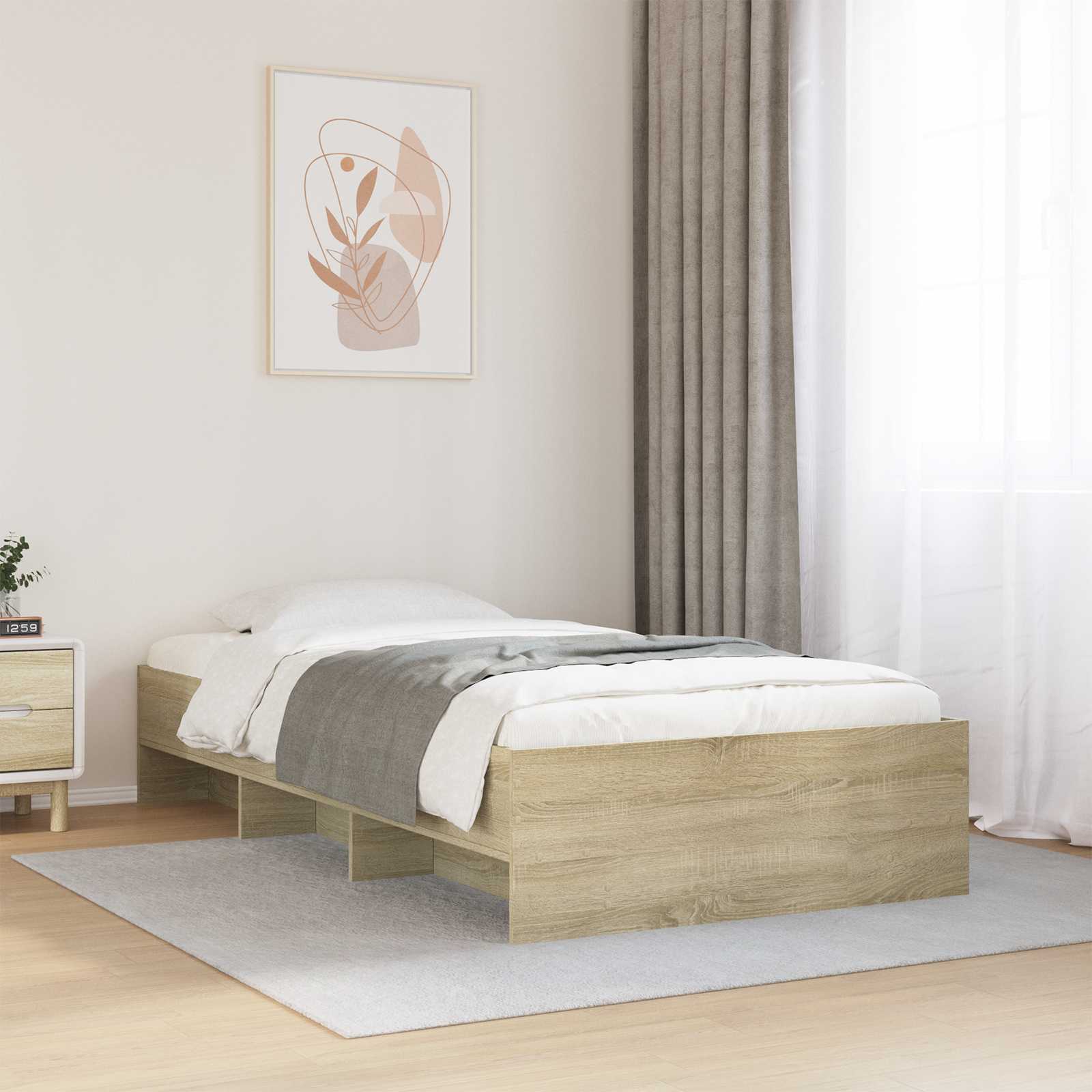vidaXL Sängyn runko hyllyllä Sonoma-tammi 80 x 200 cm Tekninen puu