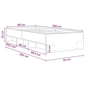 Rám postele s policí Dub sonoma 80 x 200 cm Kompozitní dřevo - obrázek 9