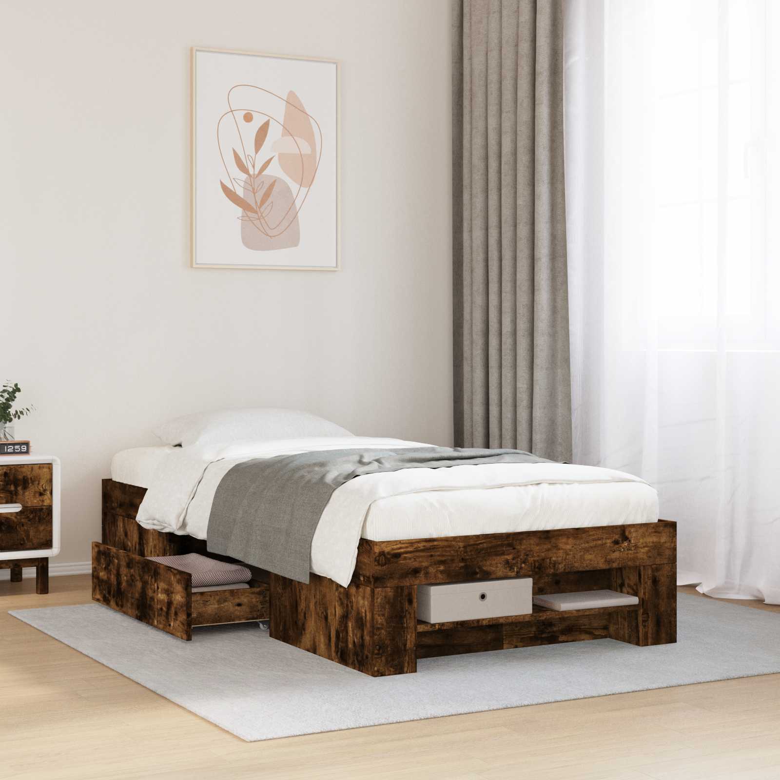 vidaXL Sänkykehys varastolla Savutammi 80 x 200 cm Tekninen puu