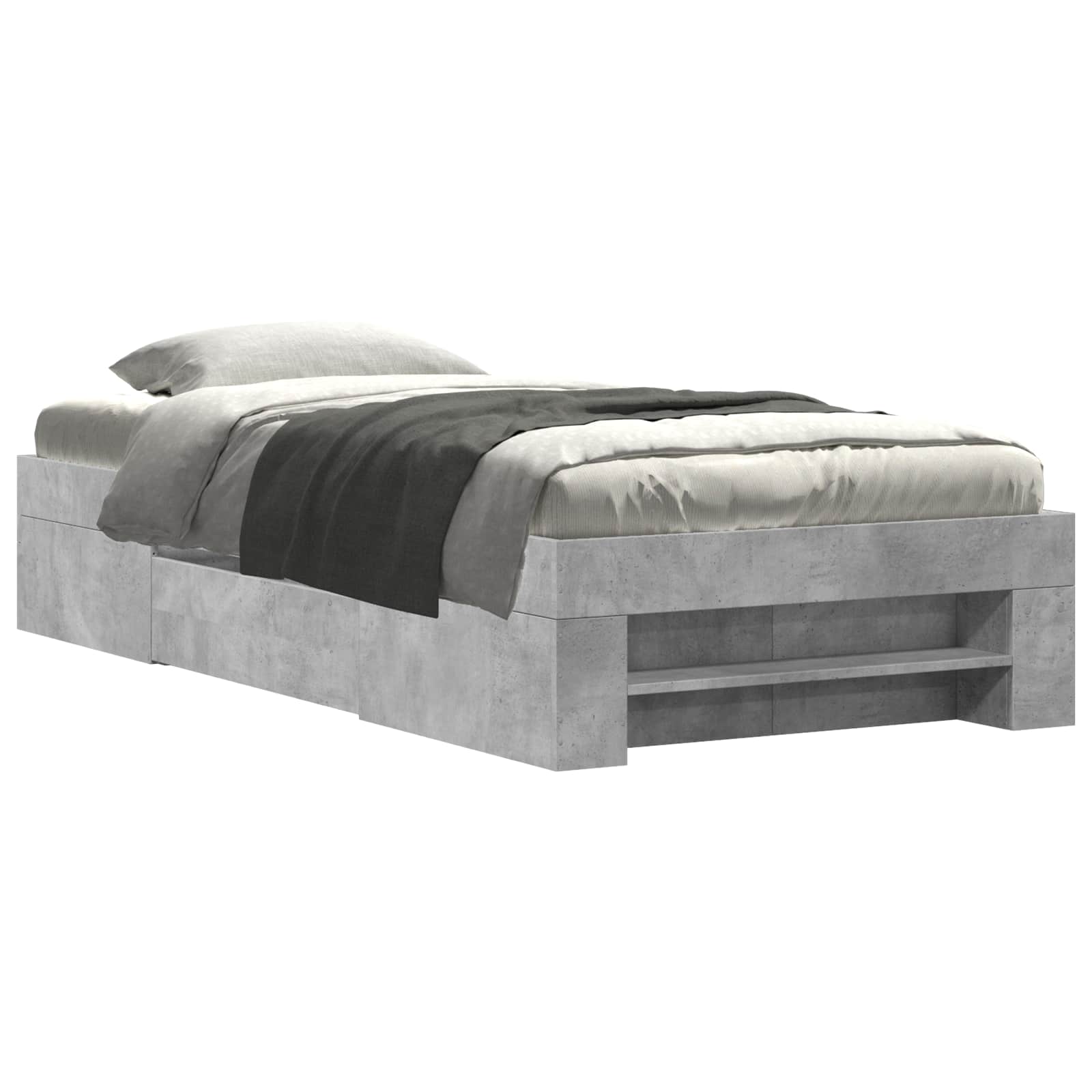 vidaXL Bedframe met opslag Betongrijs 80 x 200 cm Bewerkt hout grijs, foto 3