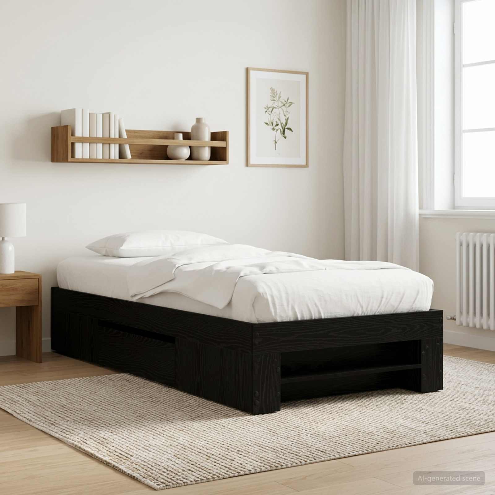 vidaXL Sänkykehys varastolla Musta tammi 80 x 200 cm Tekninen puu