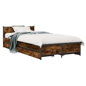 vidaXL Peatsiga voodiraam peaga Suitsutatud tamm 80 x 200 cm Tehispuit