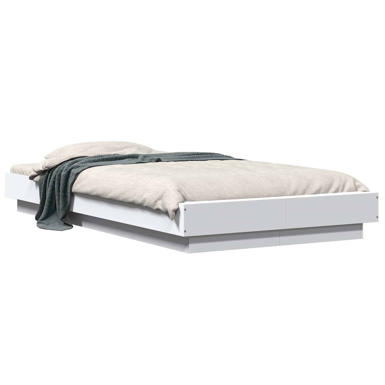 vidaXL Vloerbedframe Wit 80 x 210 cm Bewerkt hout, foto 3