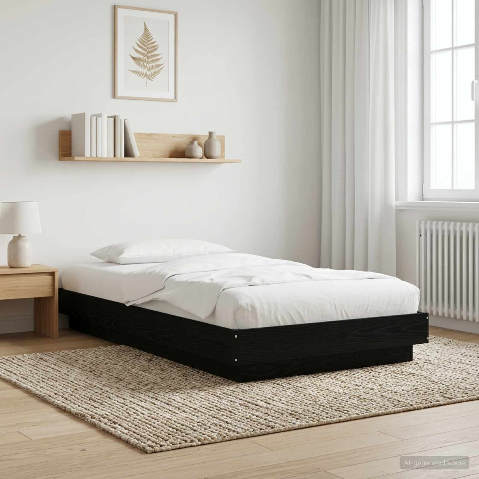 Tlorisna postelja Črni hrast 80 x 210 cm Inženirski les