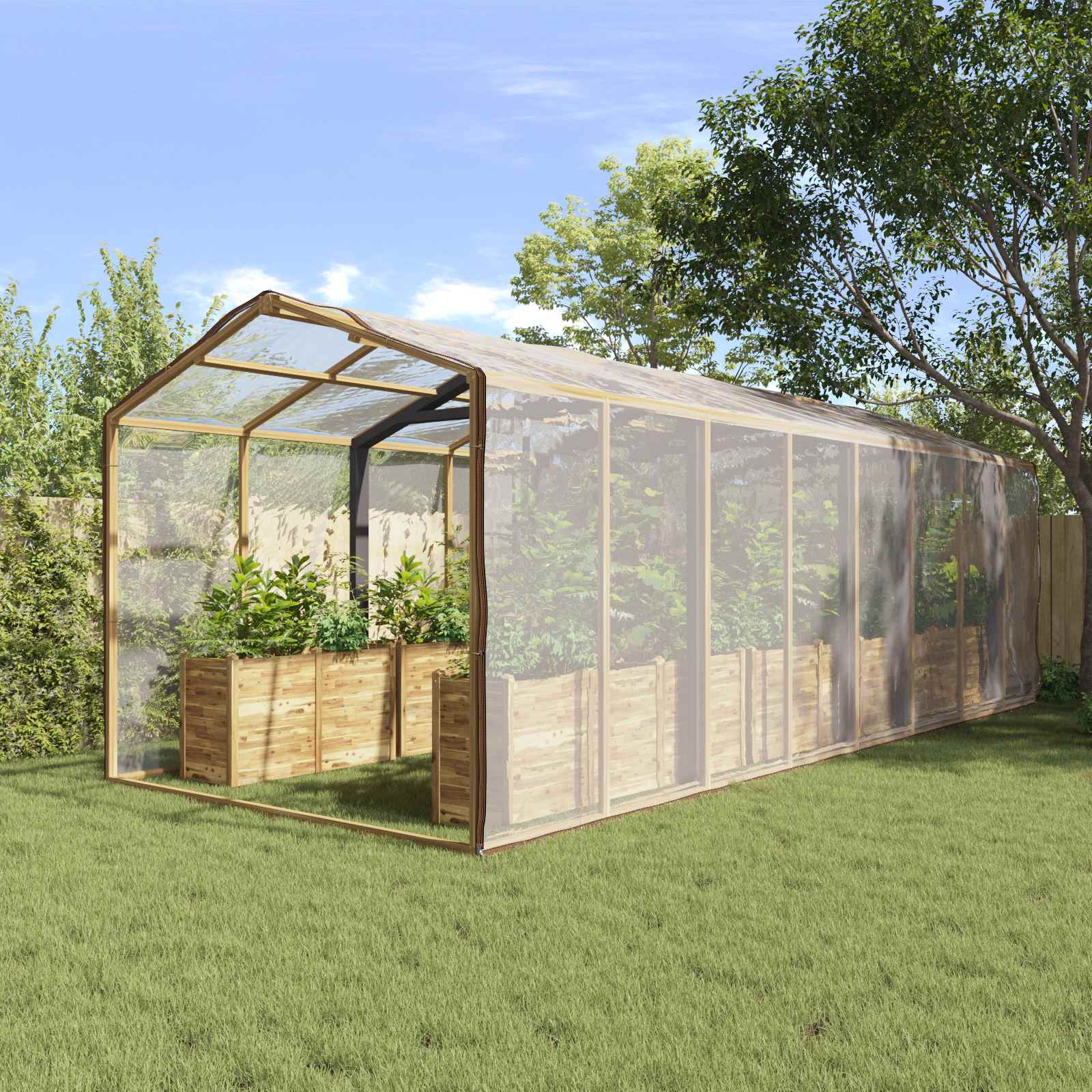 vidaXL Husă pentru plante Transparent 6 x 8 m PE