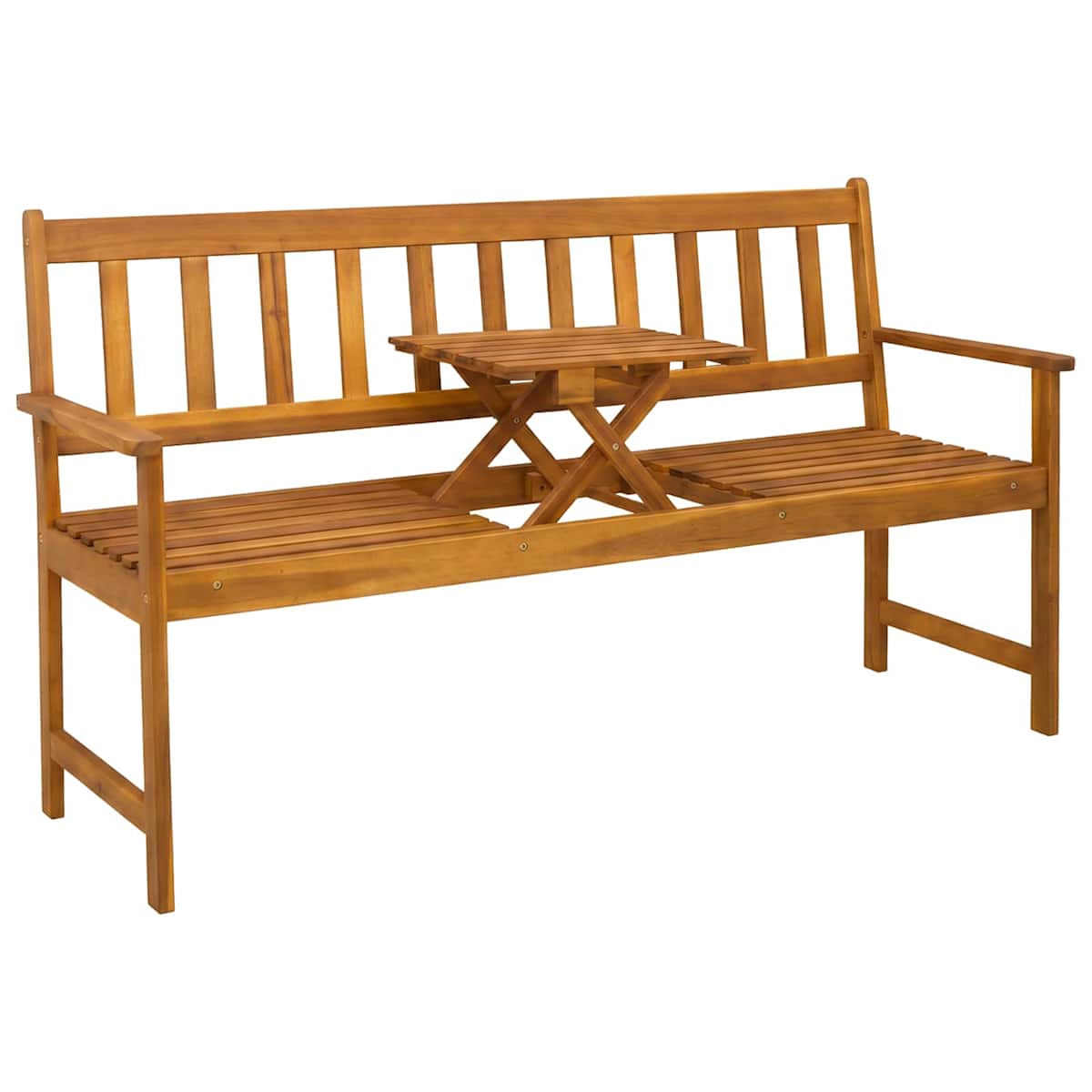Havebænk 158 x 55 x 89 cm Massivt Akacietræ Naturfarvet - Billede 2