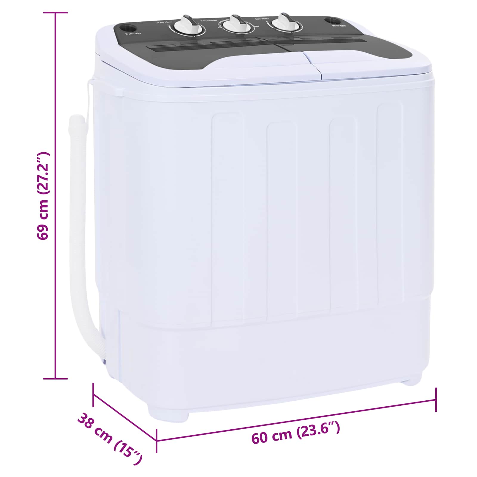 Mini Wasmachine met Twin Tub 3,6 kg Zwart en Wit image 8