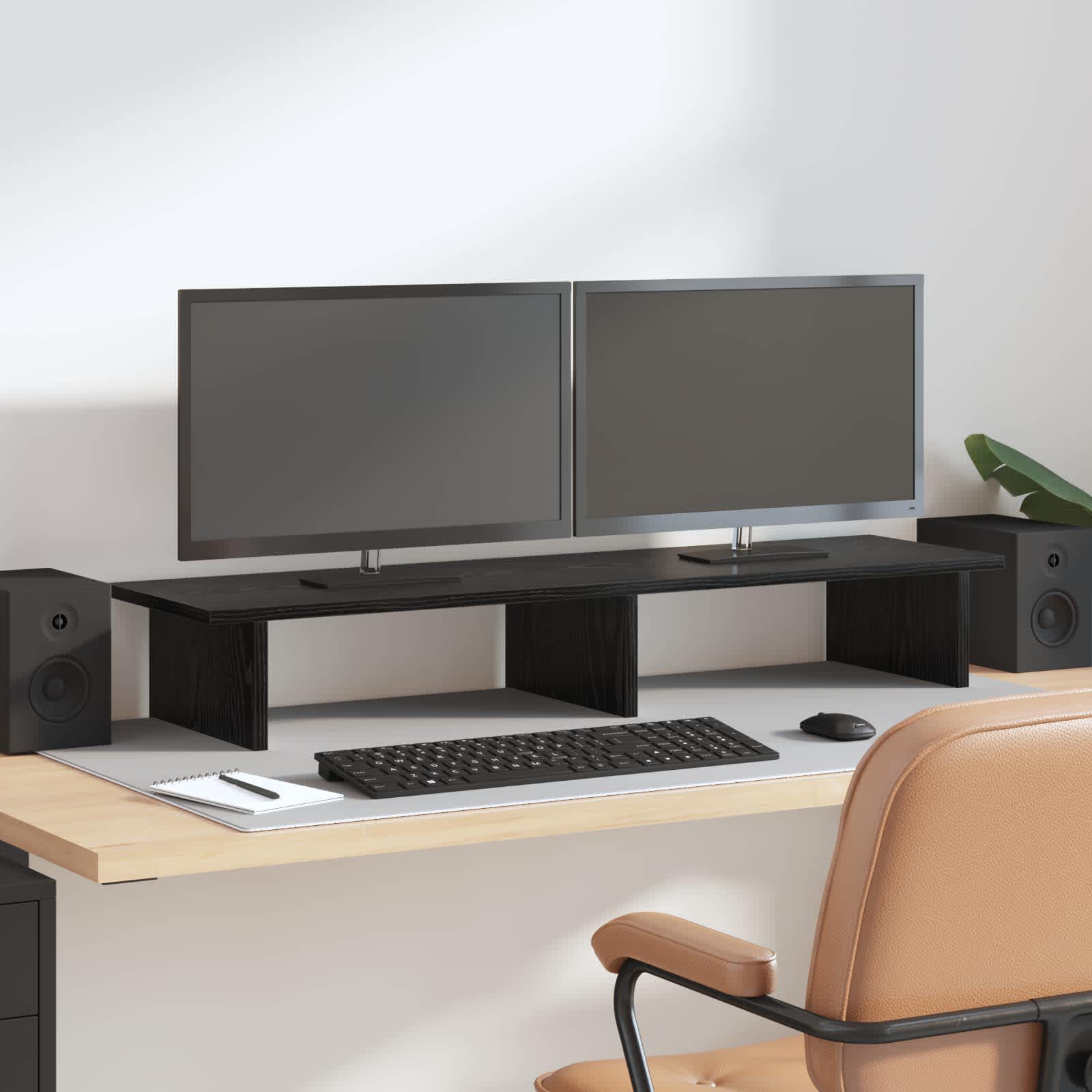 vidaXL Suport pentru monitor Stejar Negru 100 x 27 x 15 cm