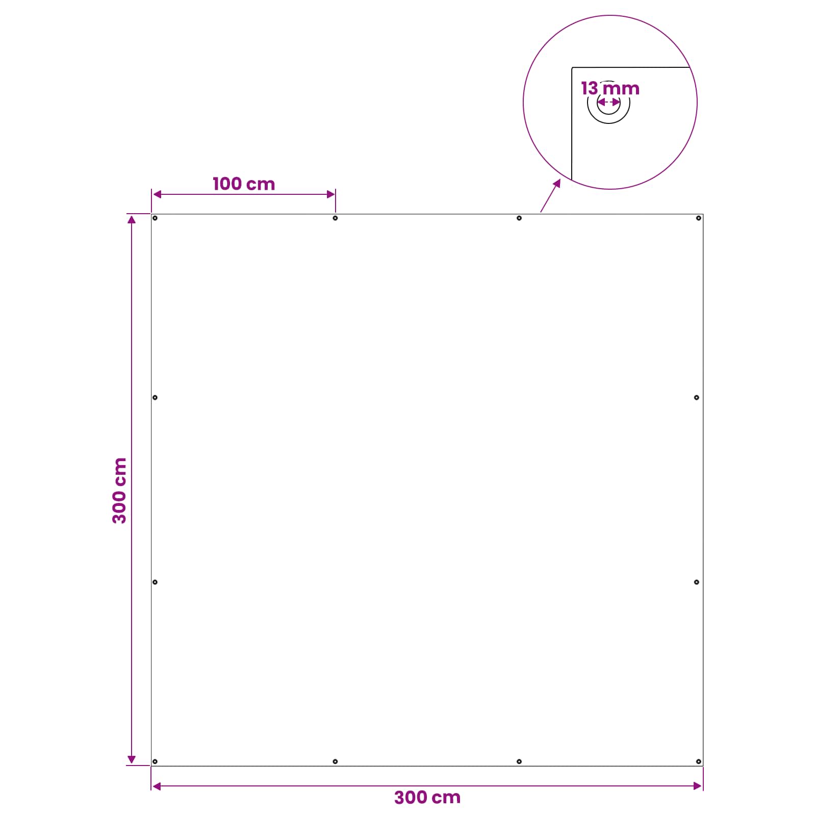 Plane mit Ösen Hellgrau 3 x 3 m 180 gsm PE – Ansicht 7