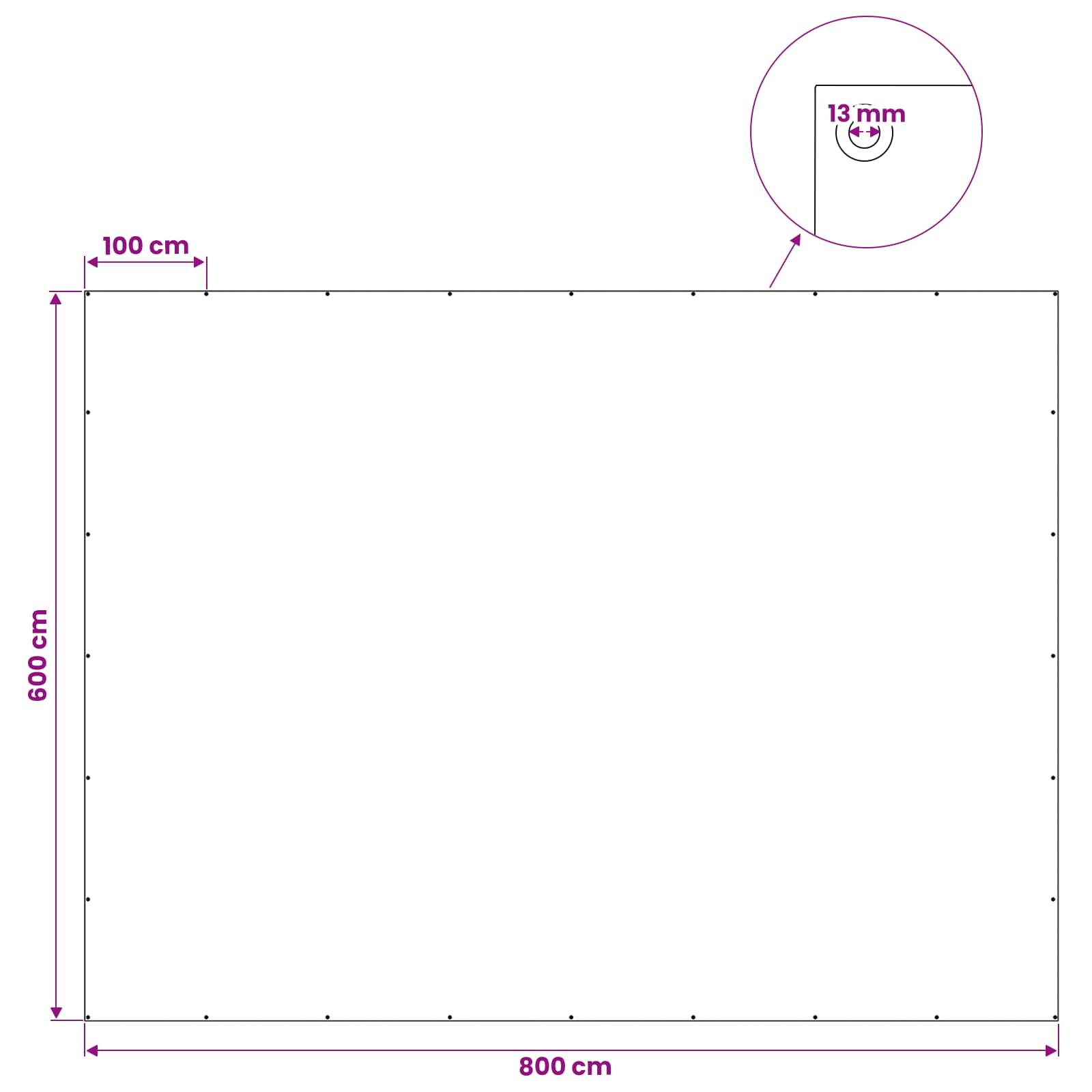 Plane mit Ösen Weiß 6 x 8 m 180 gsm PE – Ansicht 7