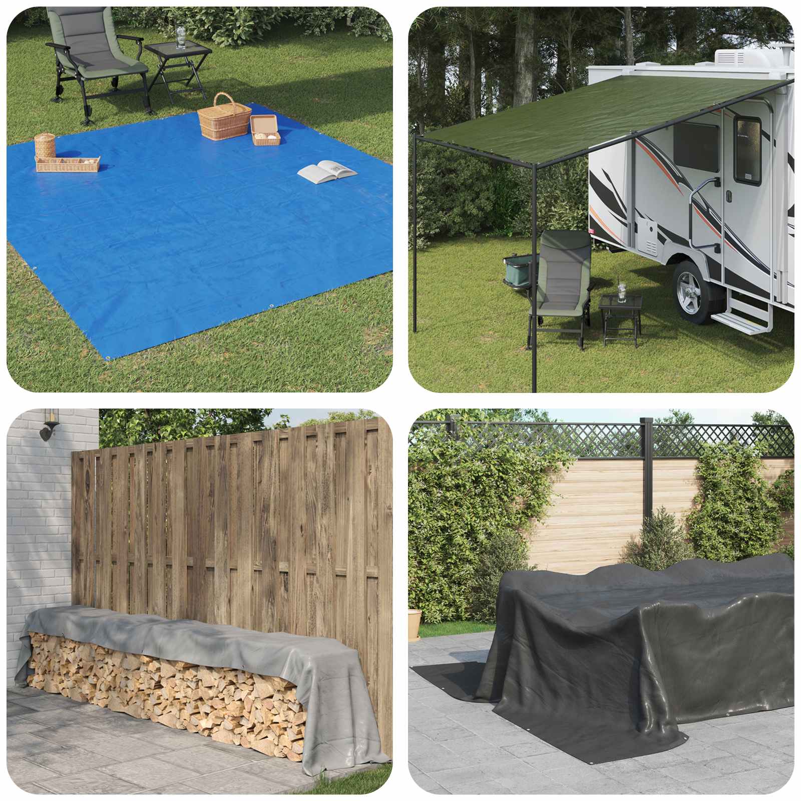 Zeil met Oogjes Blauw 8 x 10 m 260 gsm PE – afbeelding 1