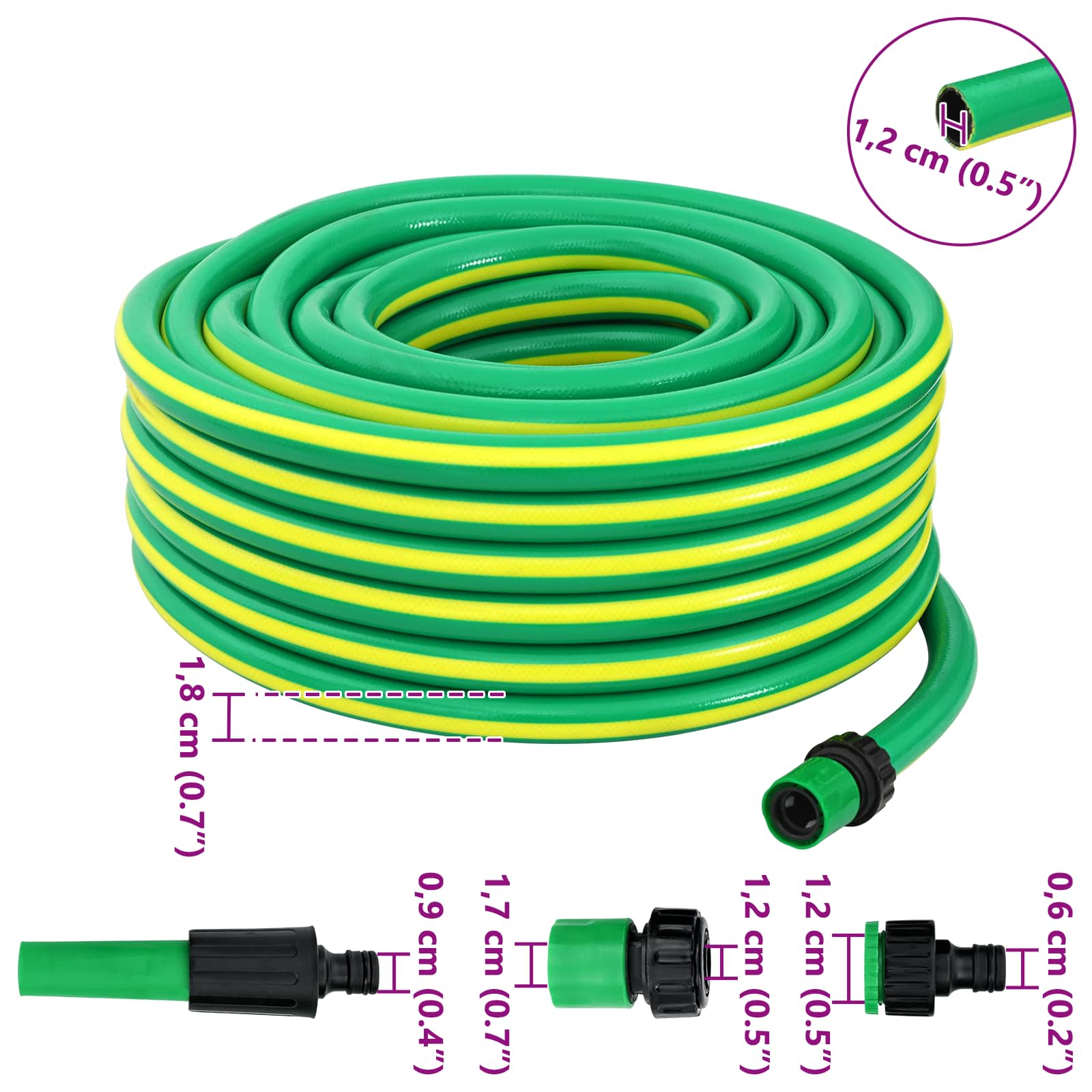 Tuinslang 5-Lags Groen en Geel 1 / 2'' 100 m PVC image 11