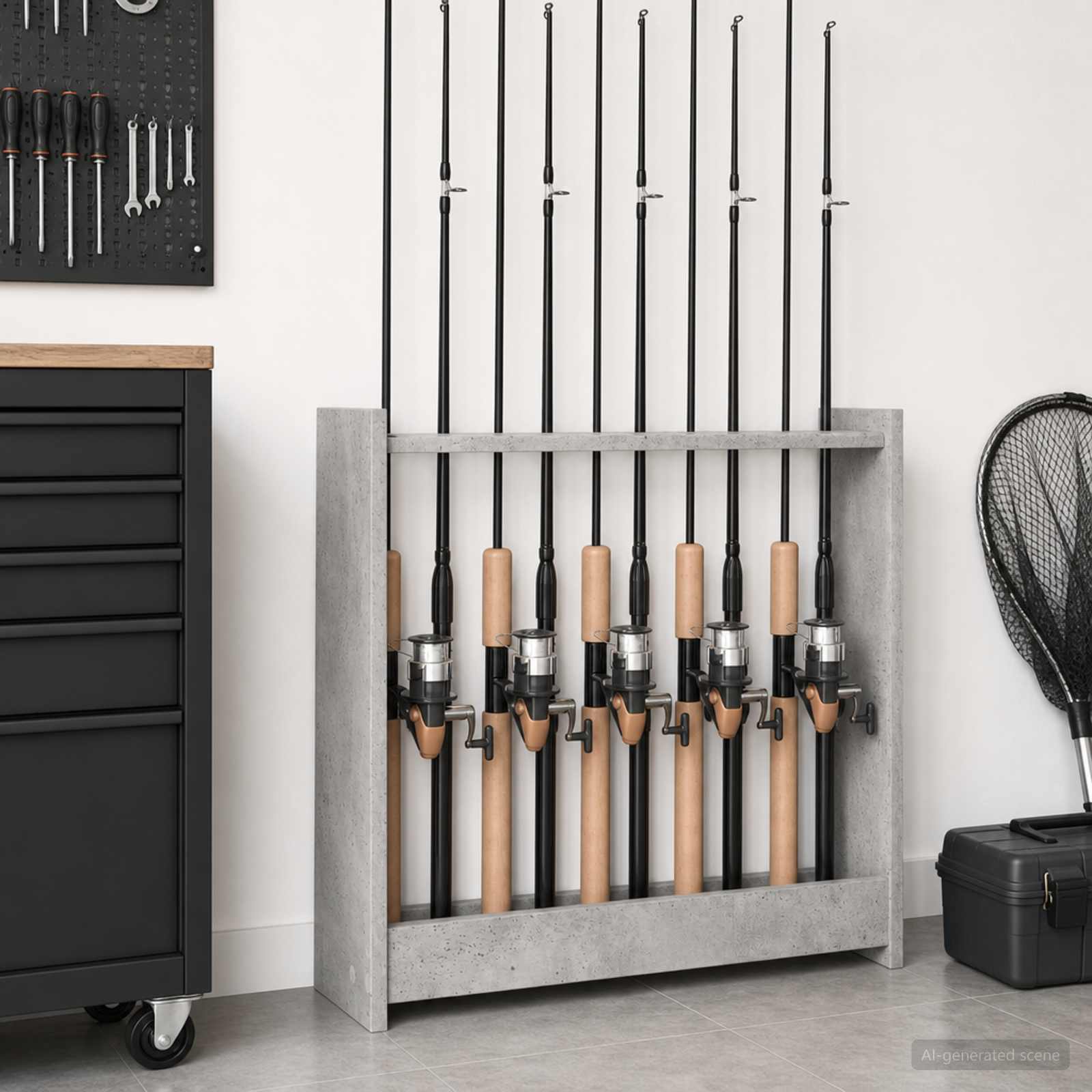 Biljartkeu standaard Bewerkt hout 60 x 20 x 57 cm Betongrijs – afbeelding 1