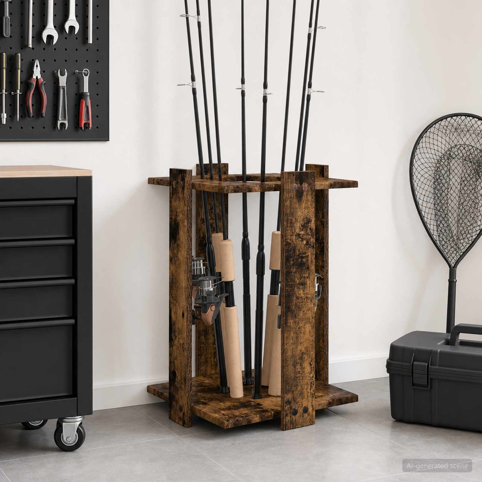 Biljartkeu standaard Bewerkt hout 42 x 43 x 60 cm Gerookt eiken – afbeelding 1