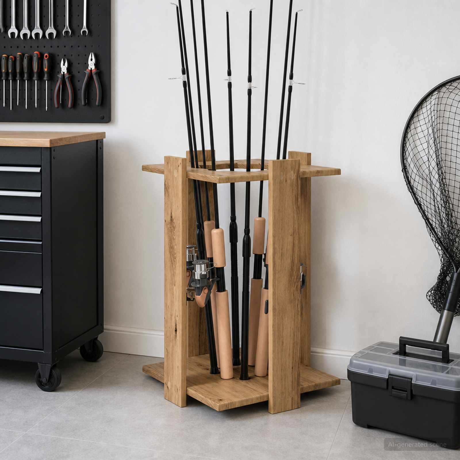 Biljartkeu standaard Bewerkt hout 42 x 43 x 60 cm – afbeelding 1
