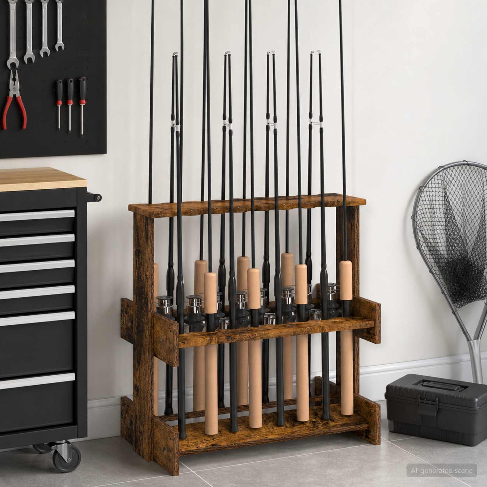 Biljartkeu standaard Bewerkt hout 60 x 35 x 60 cm Gerookt eiken – afbeelding 1