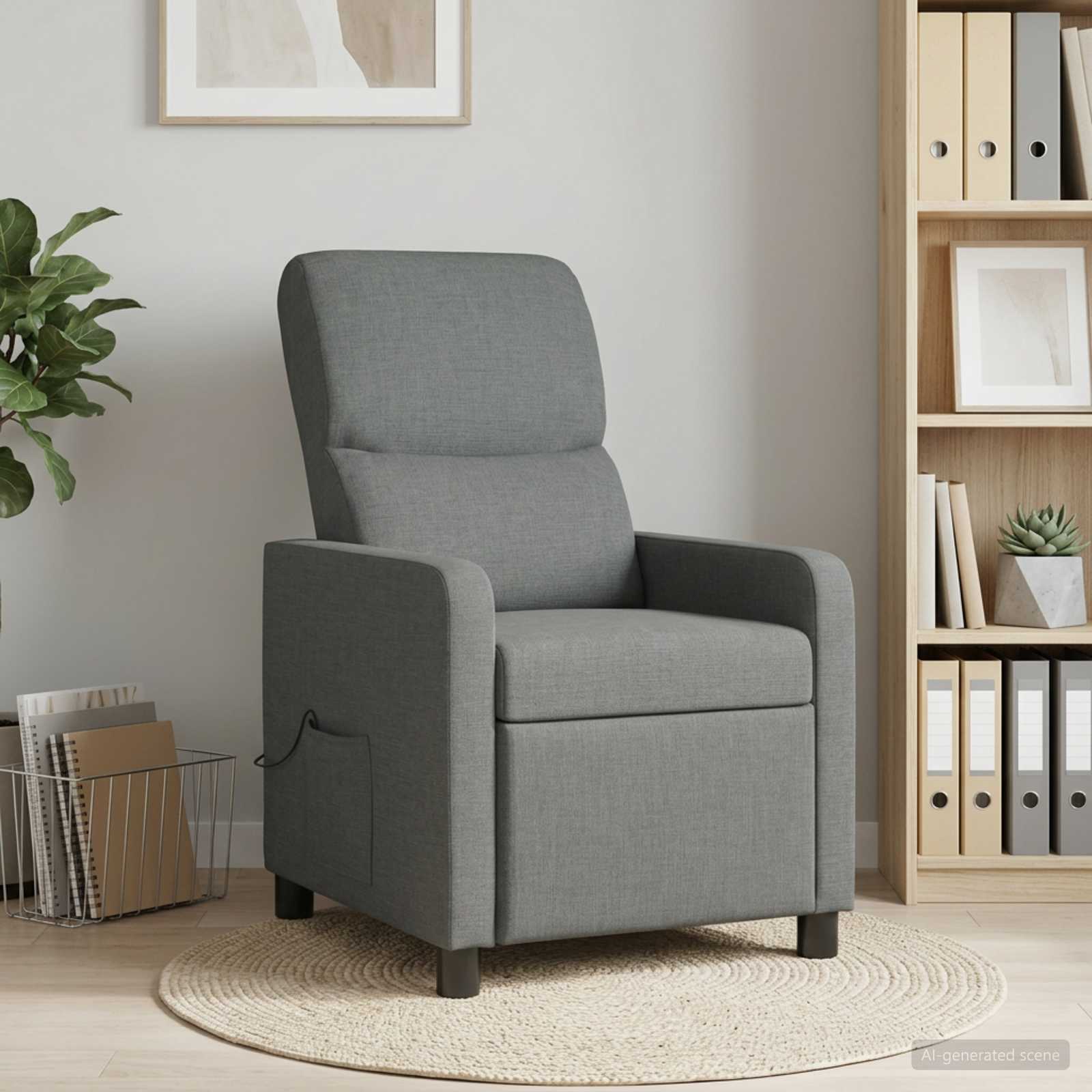 Massagefåtölj Mörkgrå Tyg