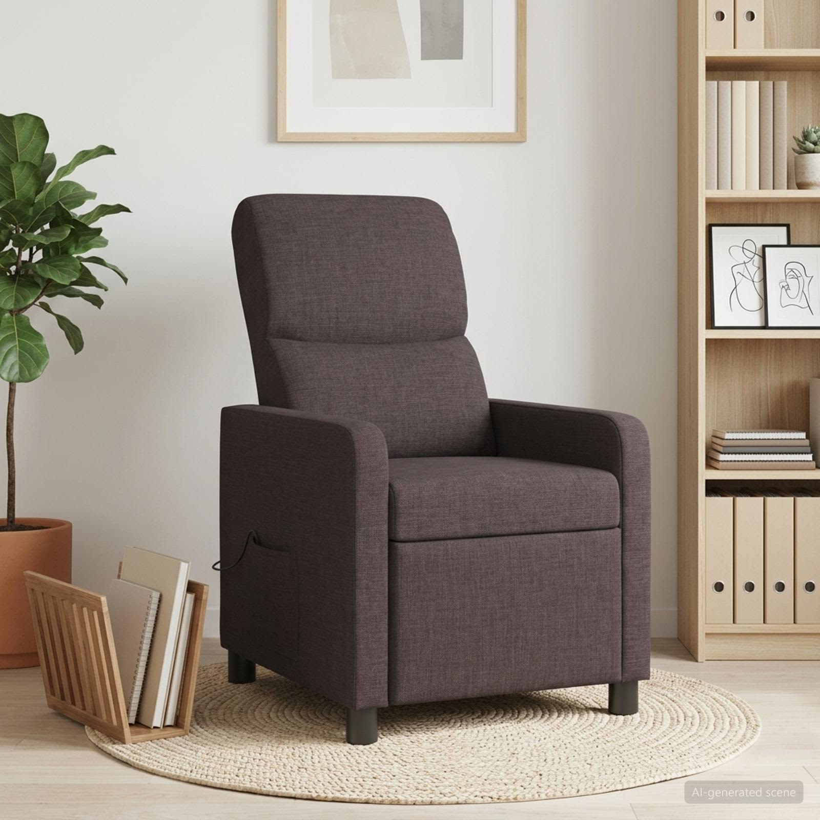 vidaXL Massage Lænestol Mørk Brun Polyester