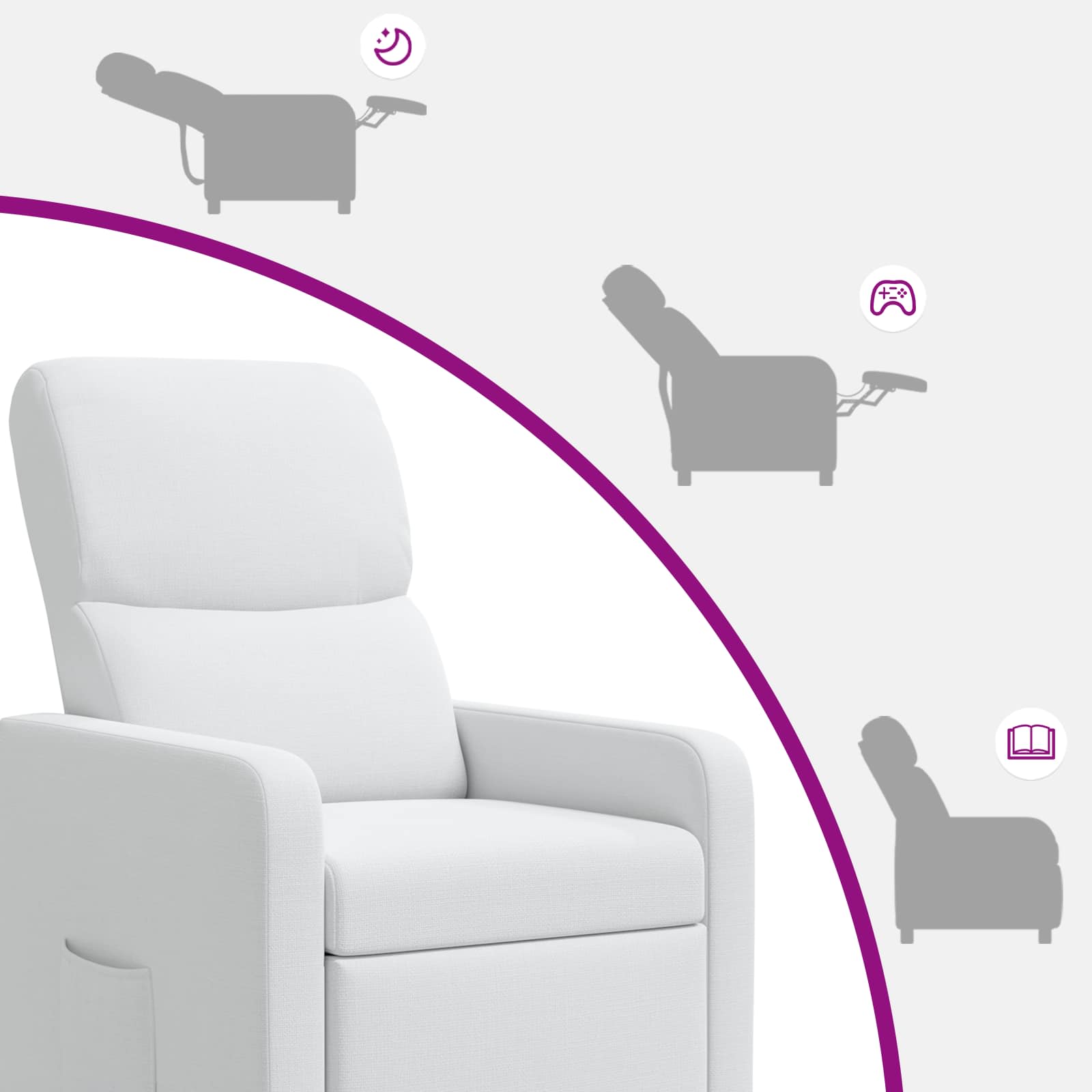 vidaXL Naslanjač Bela Blago - slika 8