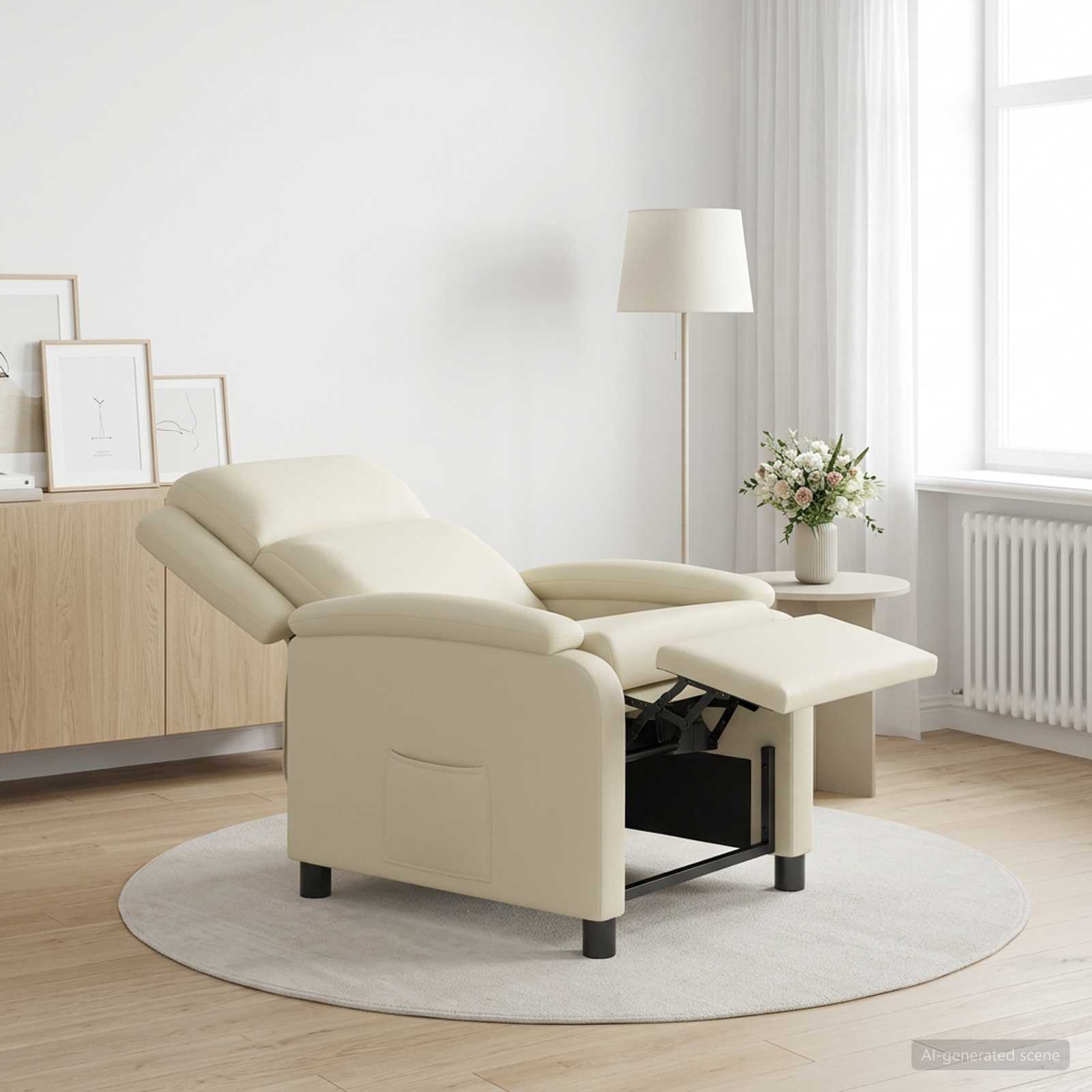 Recliner Gräddvit Konstläder