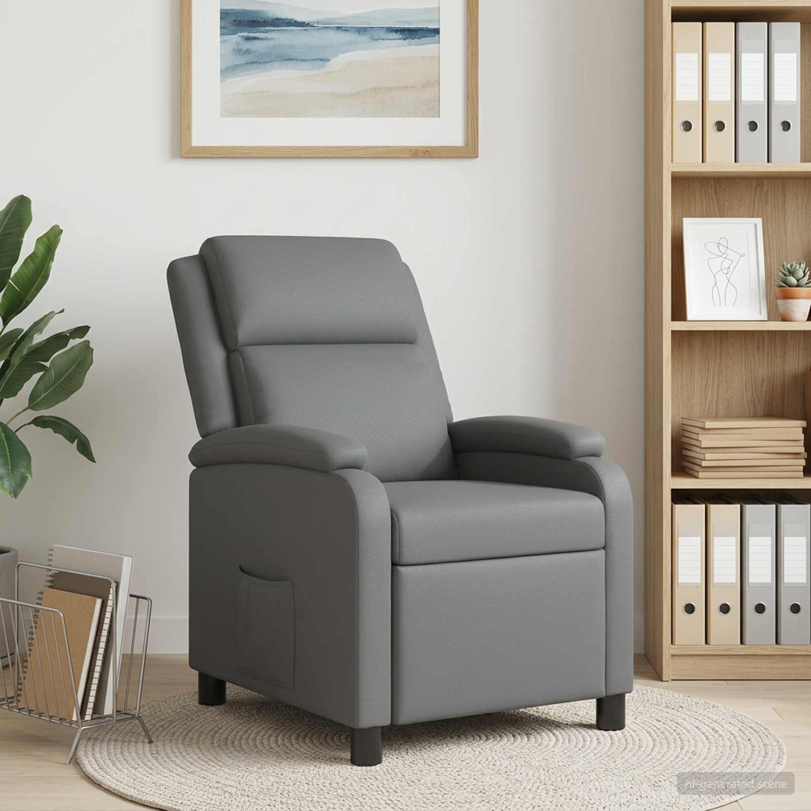 Relaxfauteuil Grijs Kunstleer
