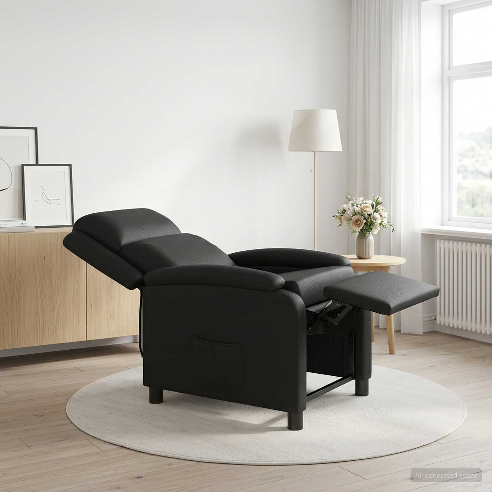 vidaXL Massage Lænestol Sort Kunstlæder