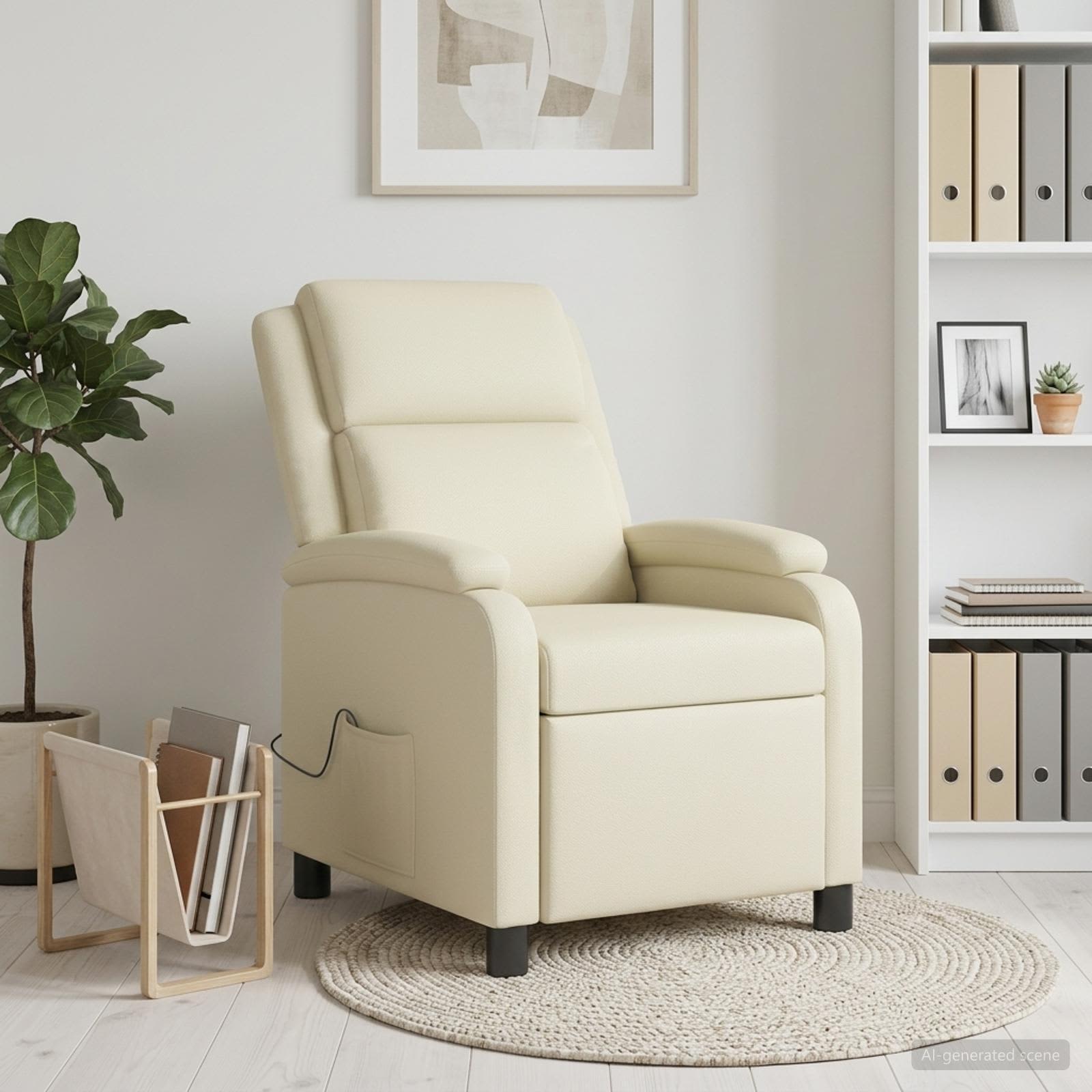 Massagefåtölj Gräddvit Konstläder