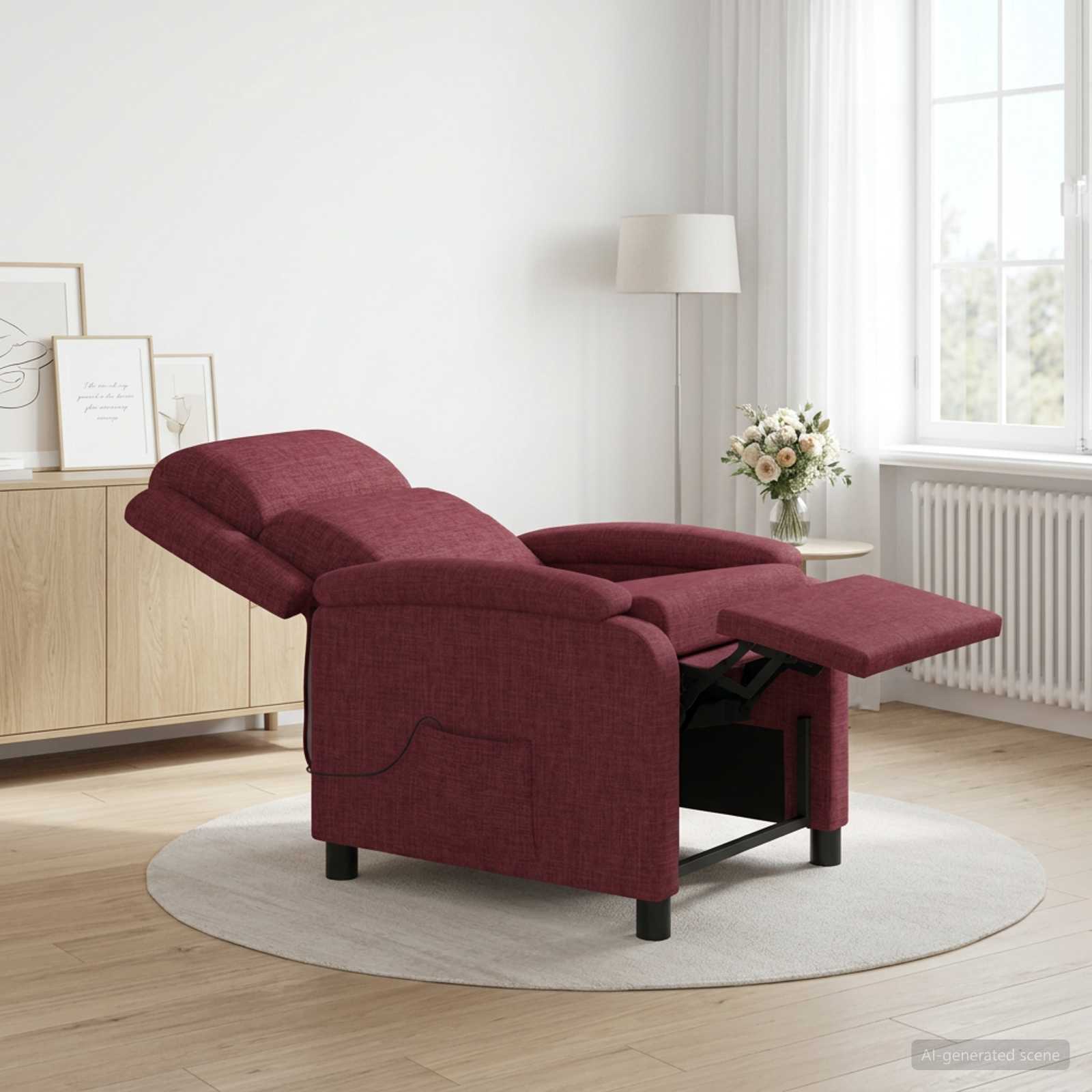 Massagefåtölj Vinröd Tyg