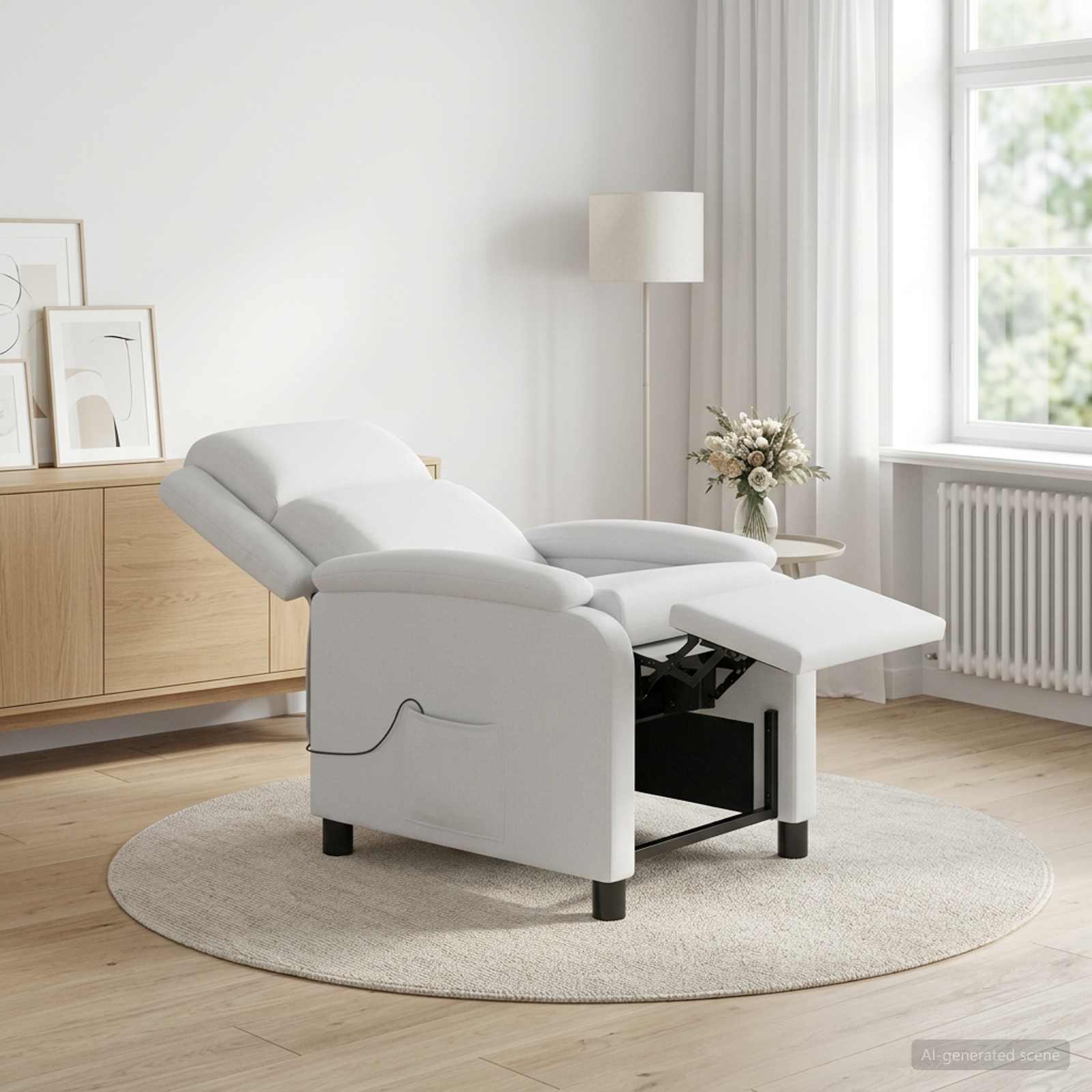 Massagefåtölj Vit Tyg