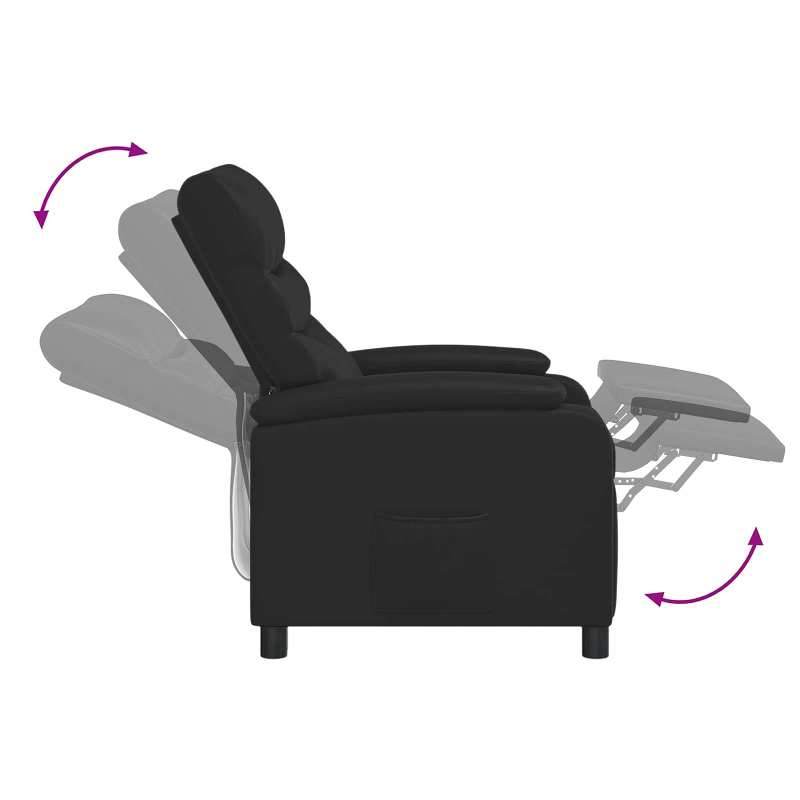 vidaXL Naslanjač Črna Umetno usnje - slika 5