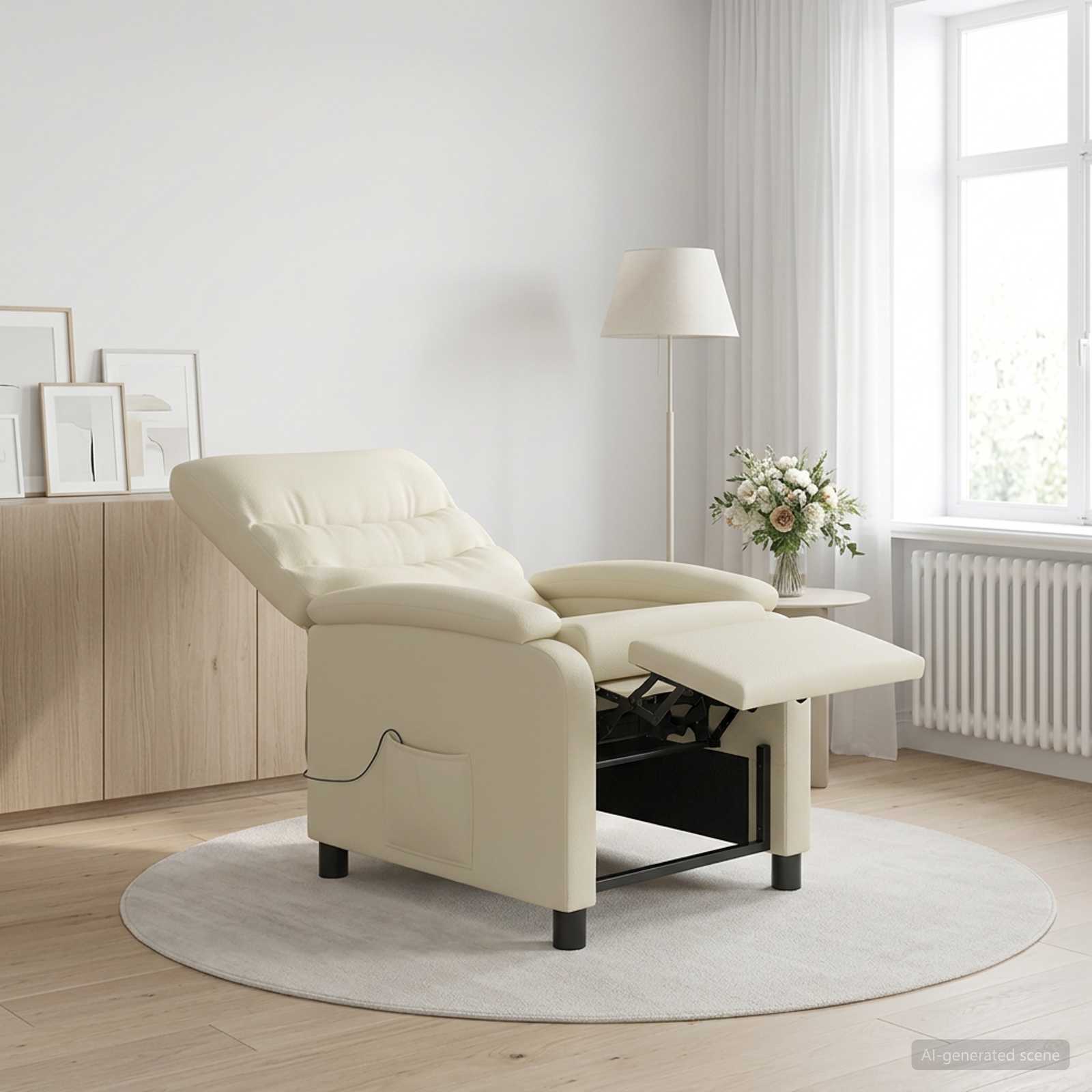 Massagefåtölj Gräddvit Konstläder