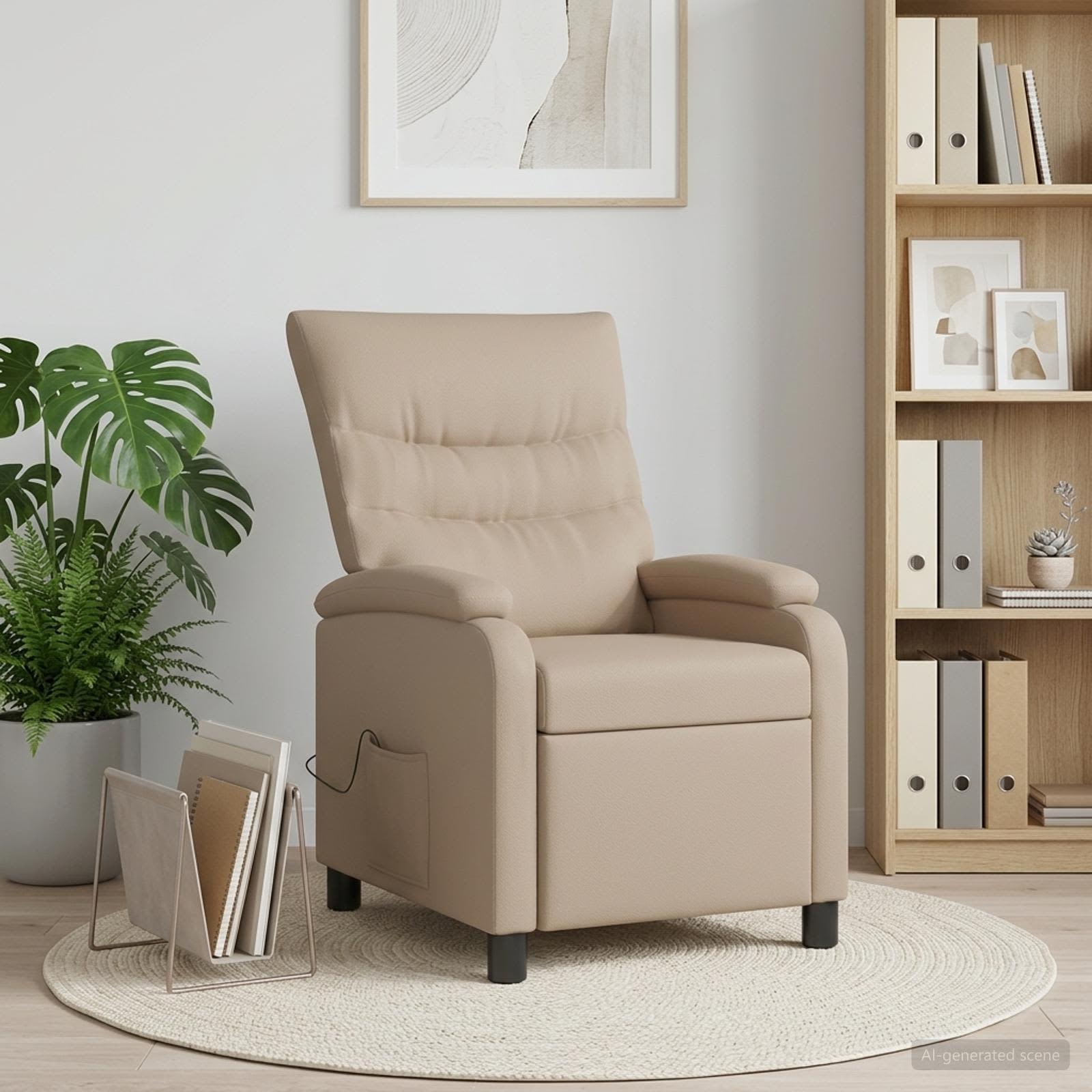 Massage Recliner Cappuccino Kunstleer - Afbeelding 4