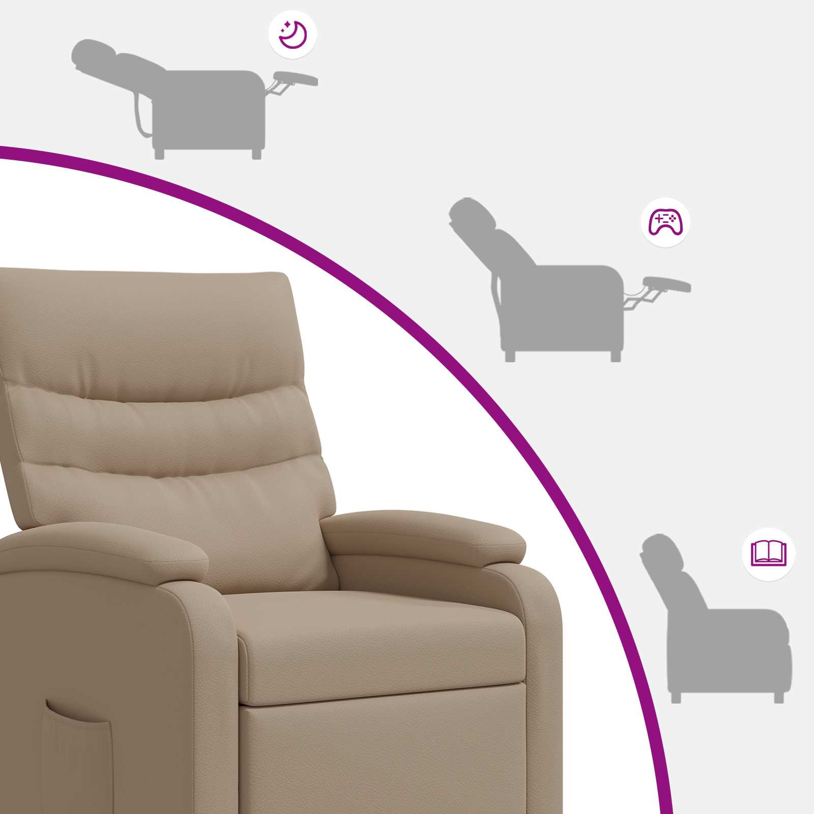 Massage Recliner Cappuccino Kunstleer - Afbeelding 8