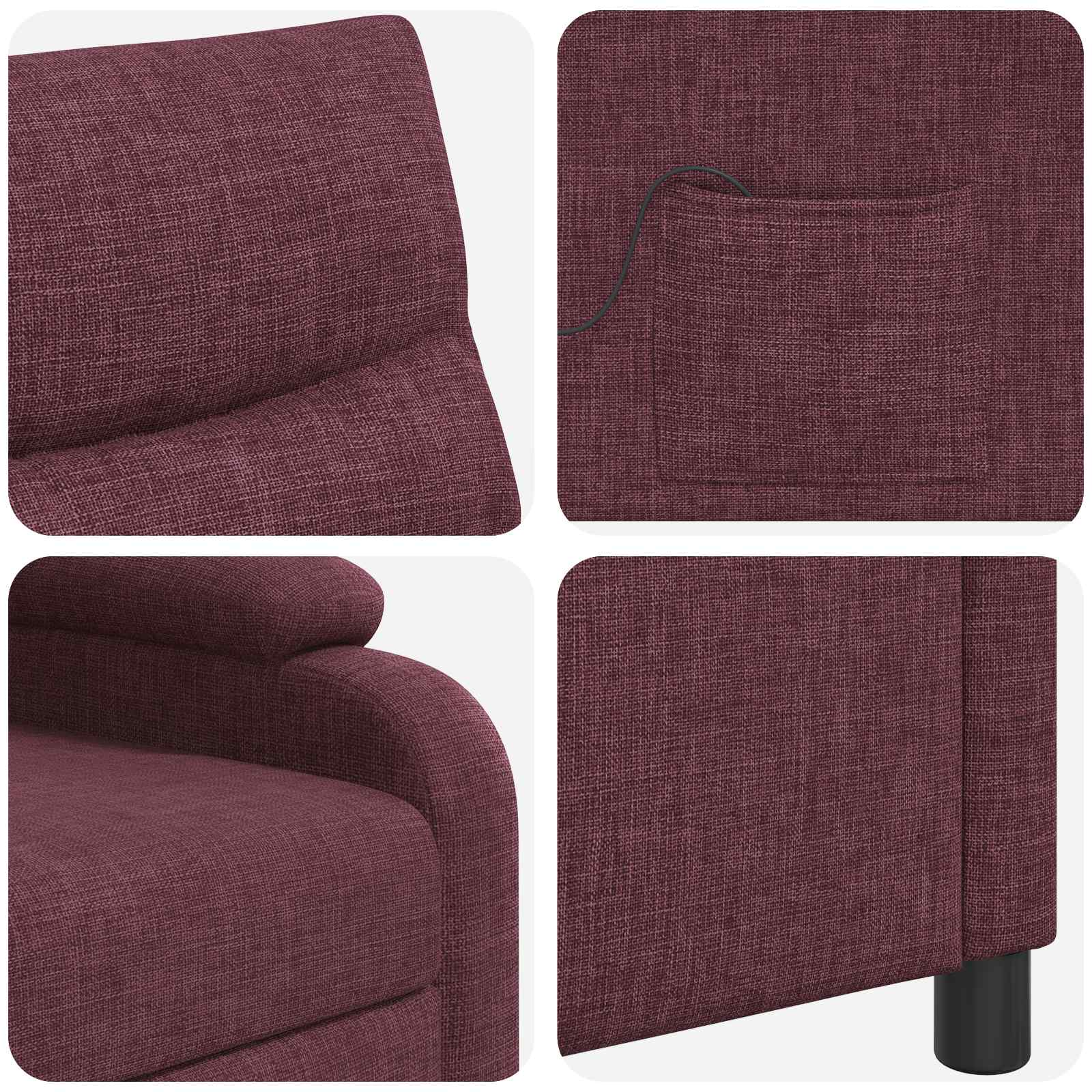 vidaXL Massage Recliner Paars Stof