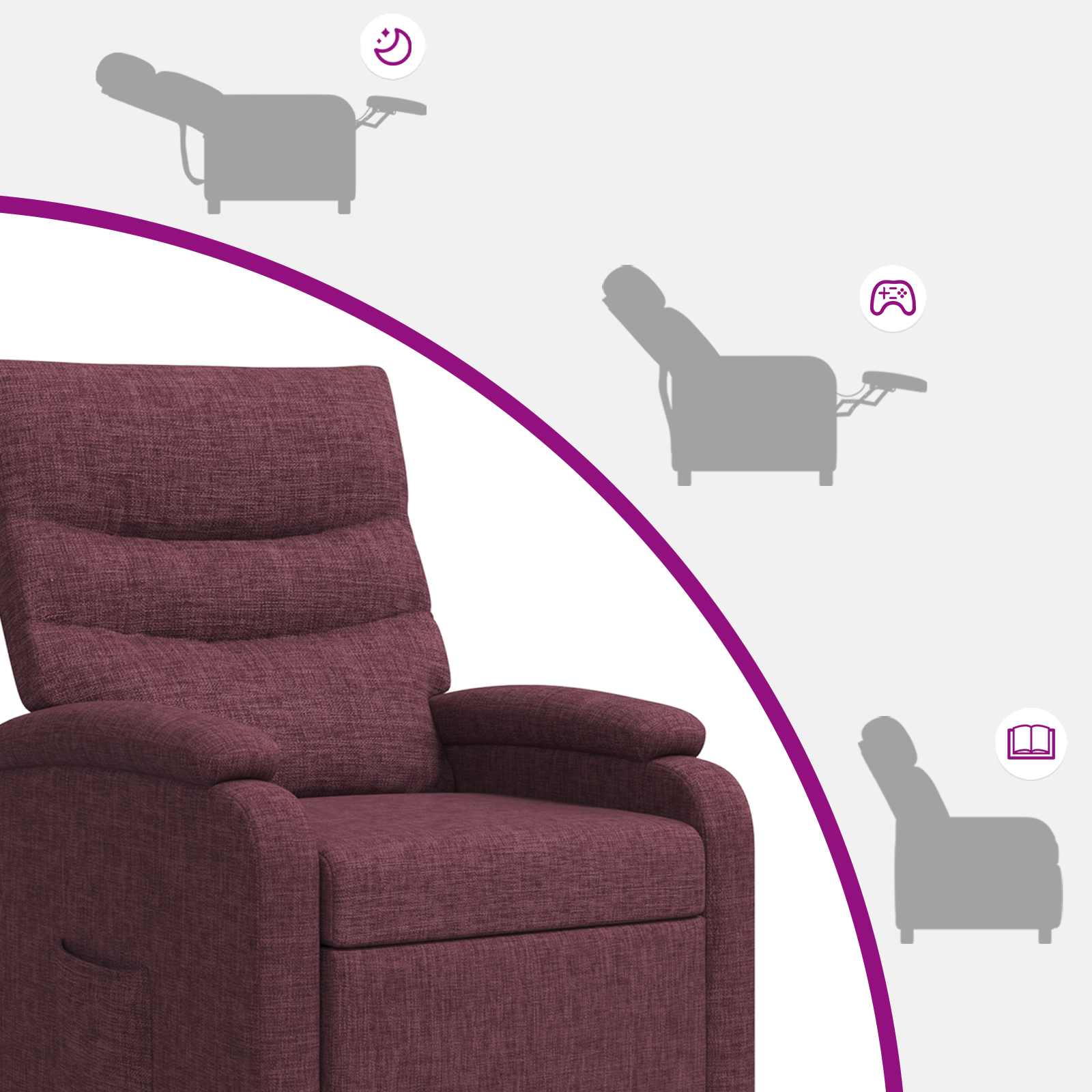 vidaXL Massage Recliner Paars Stof