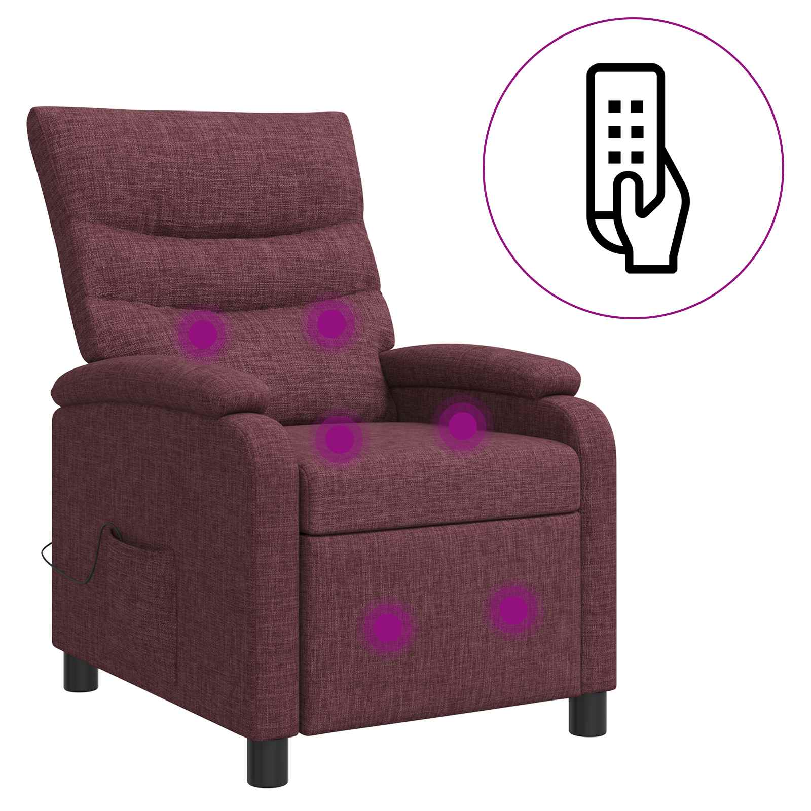vidaXL Massage Recliner Paars Stof