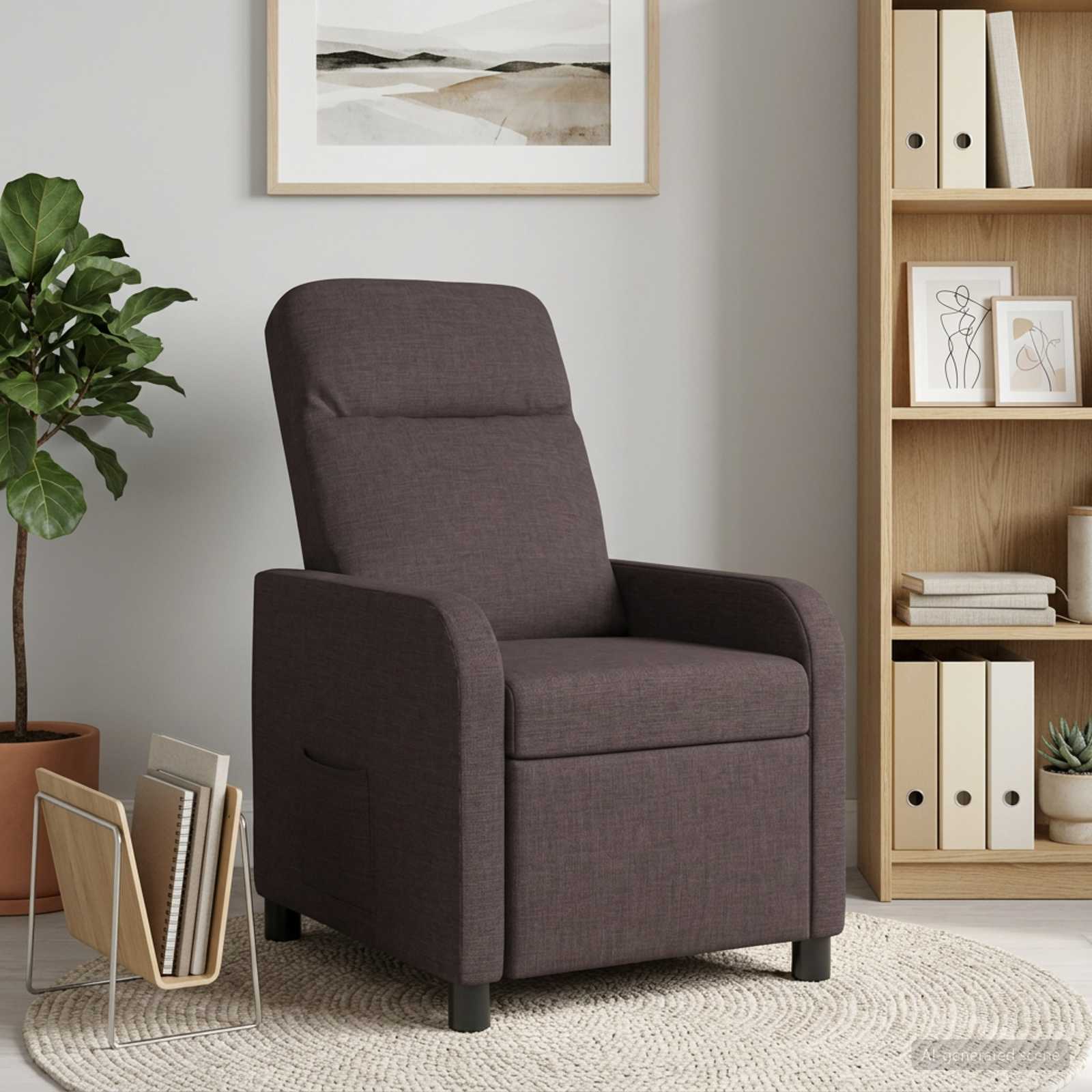 vidaXL Recliner Mørk Brun Stof