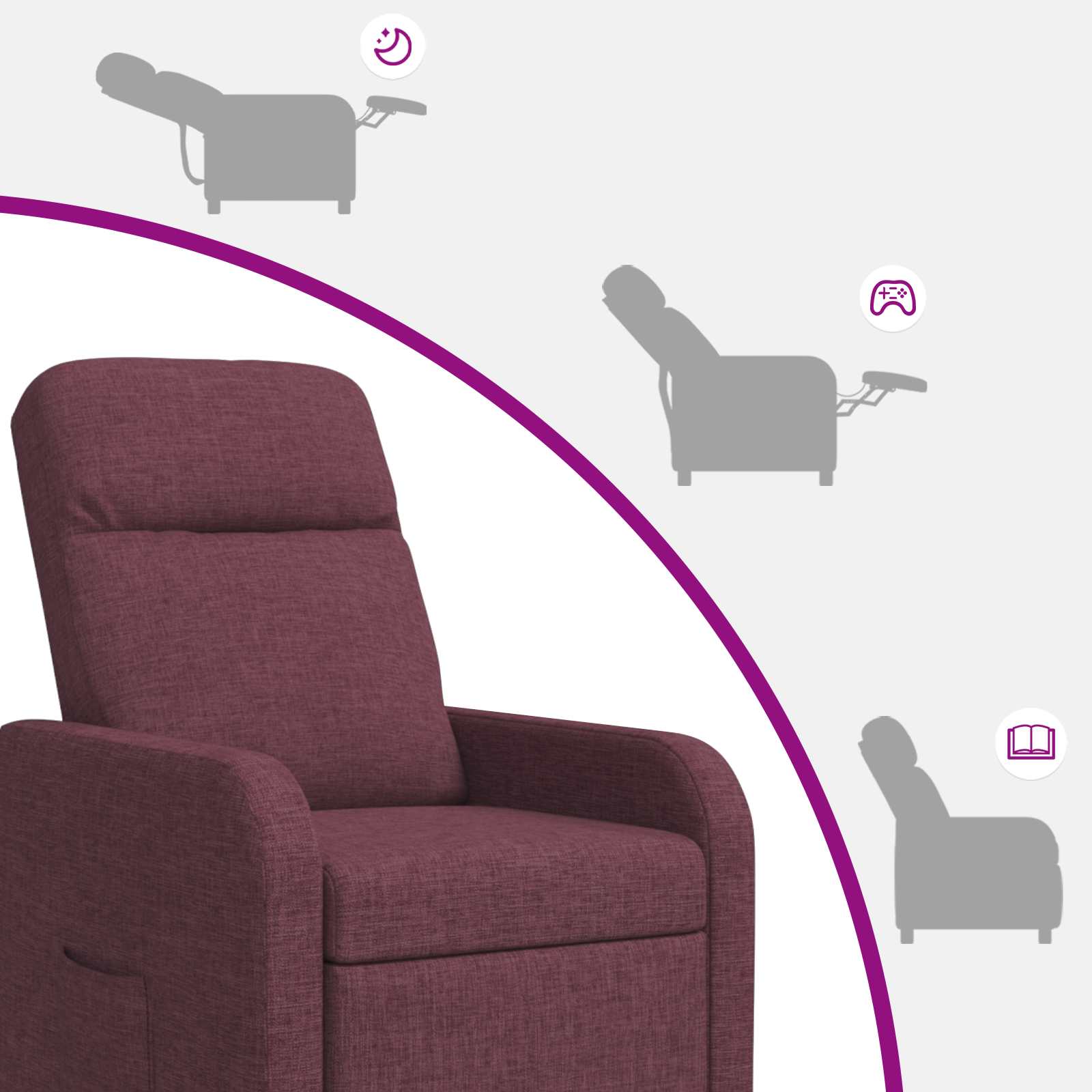 Relaxfauteuil Paars Stof - Afbeelding 6