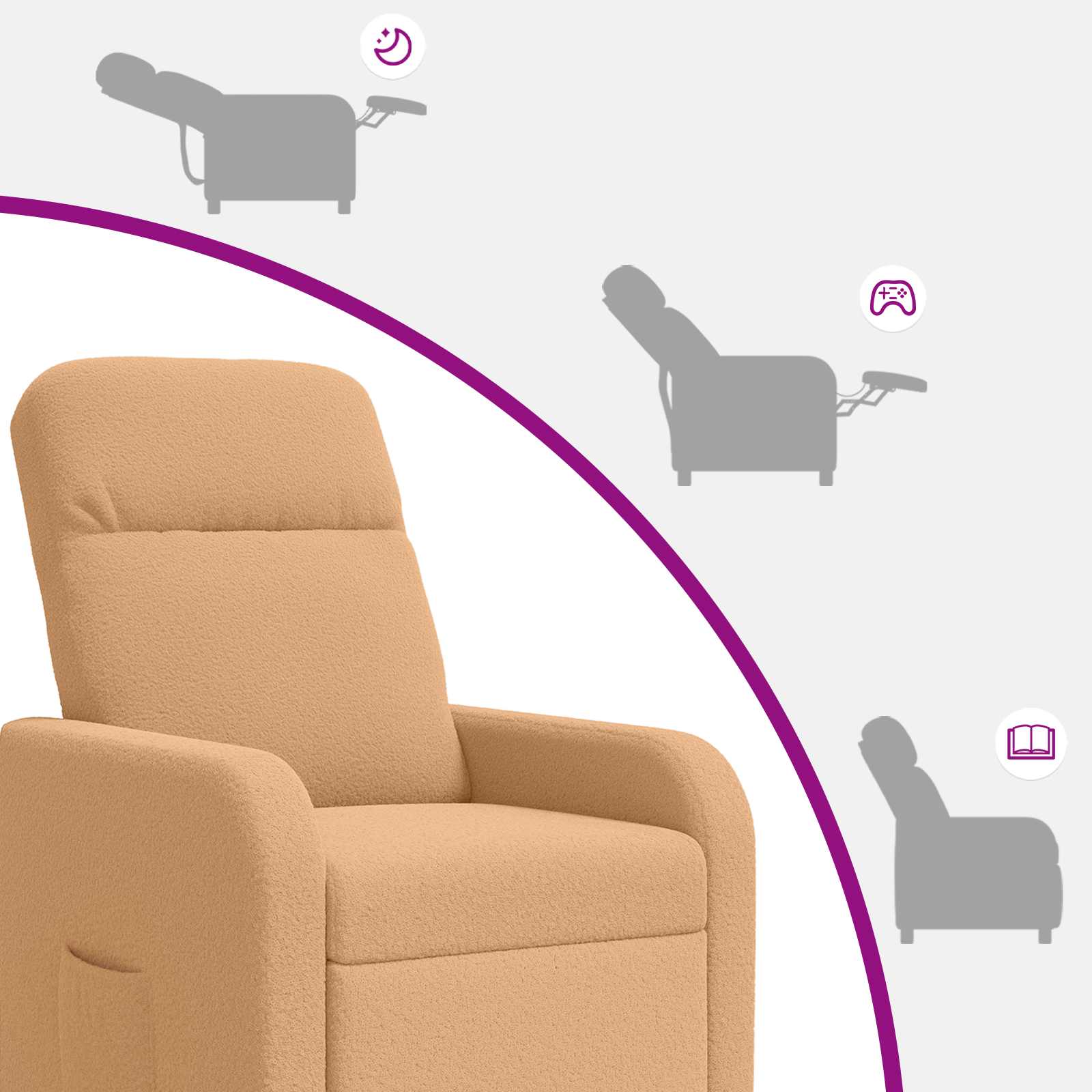 vidaXL Relaxfauteuil Beige Bouclé