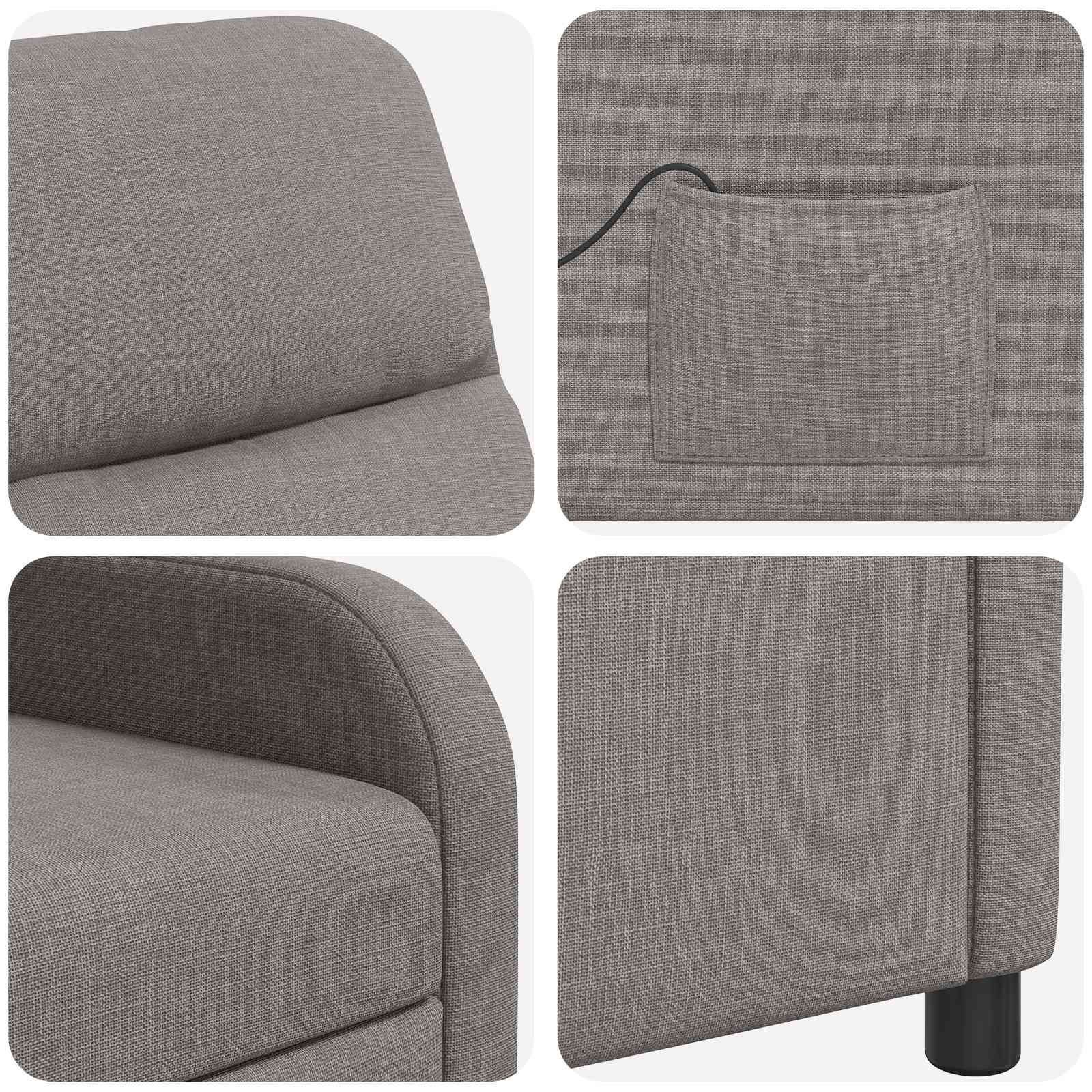 vidaXL Massage Recliner Taupe Stof