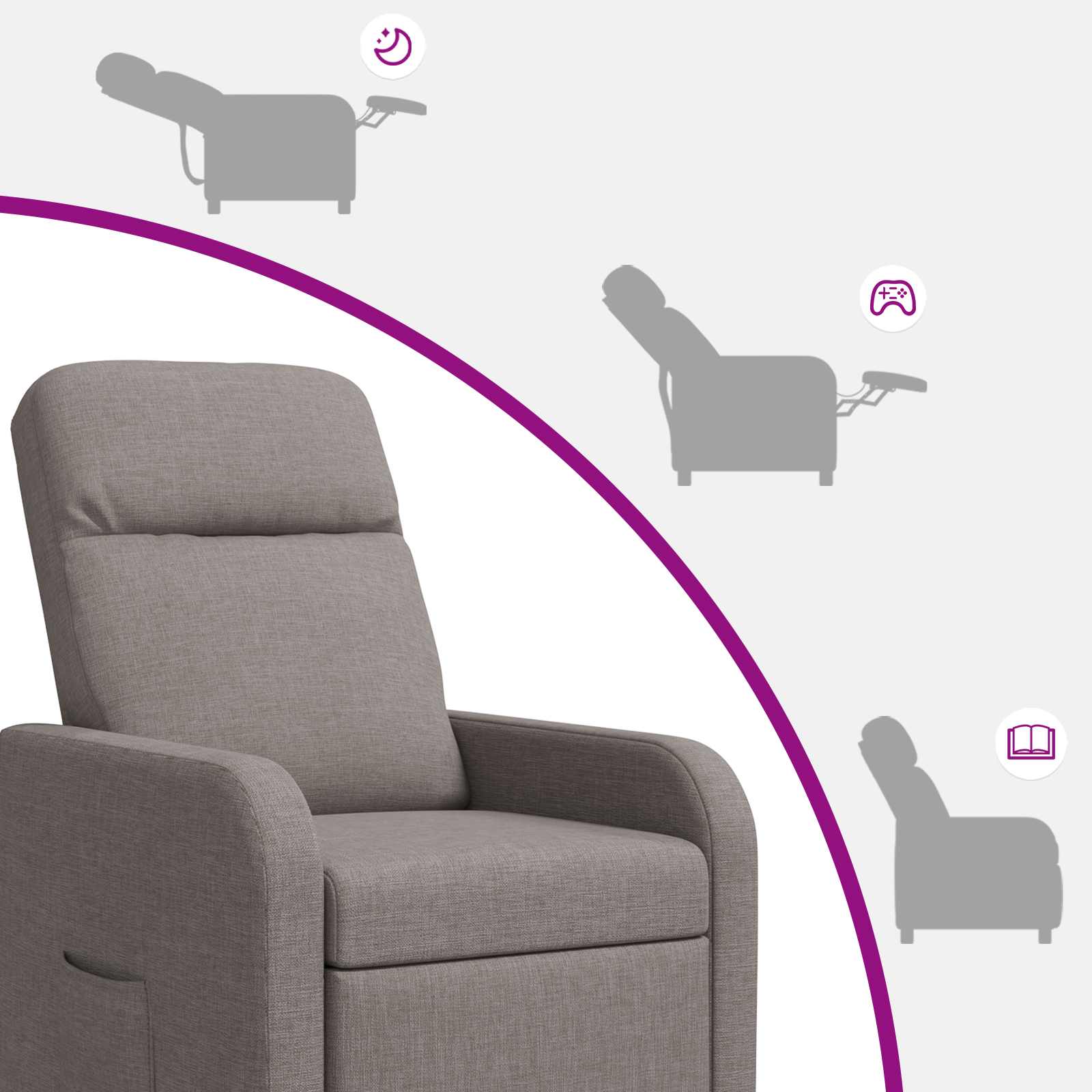 vidaXL Massage Recliner Taupe Stof