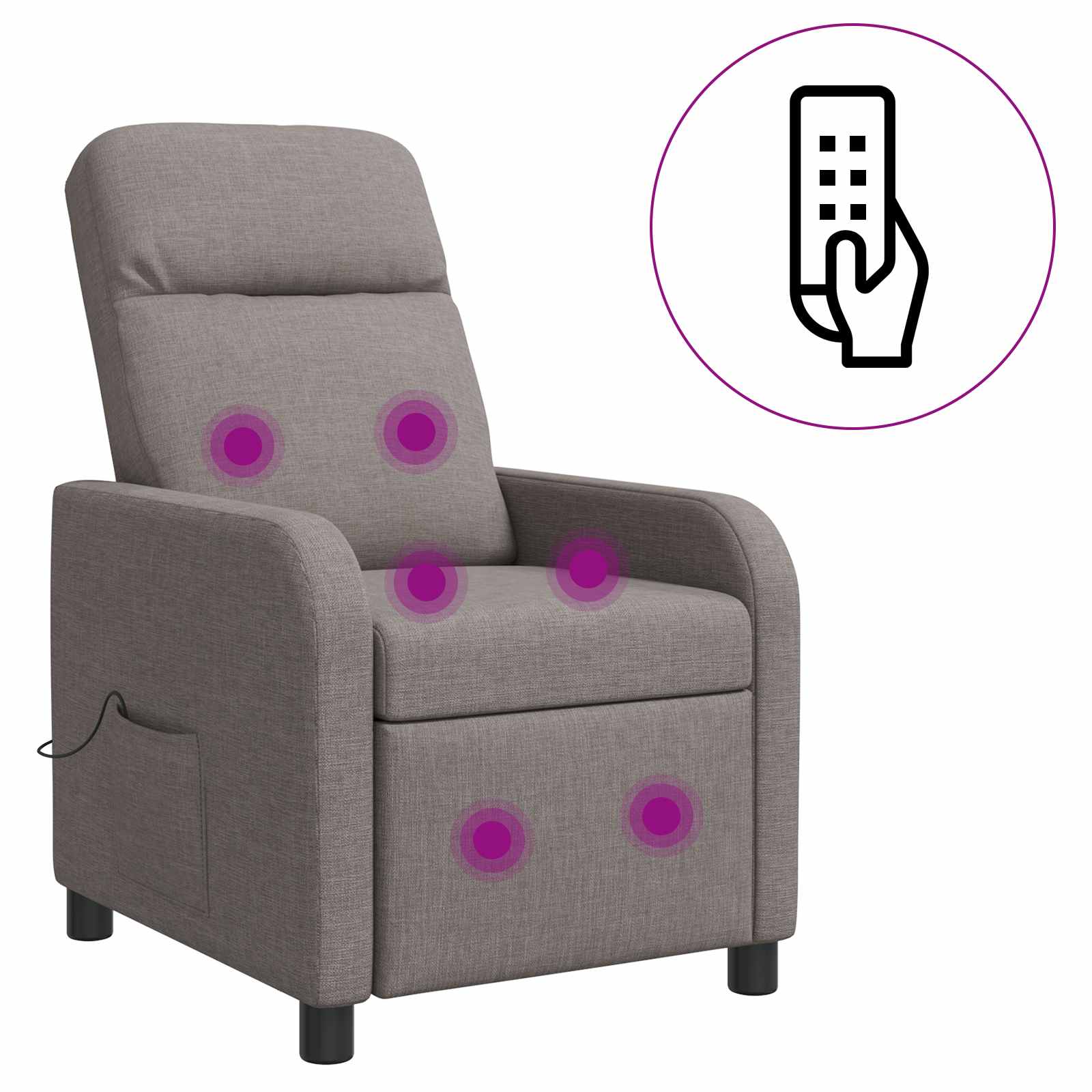 vidaXL Massage Recliner Taupe Stof