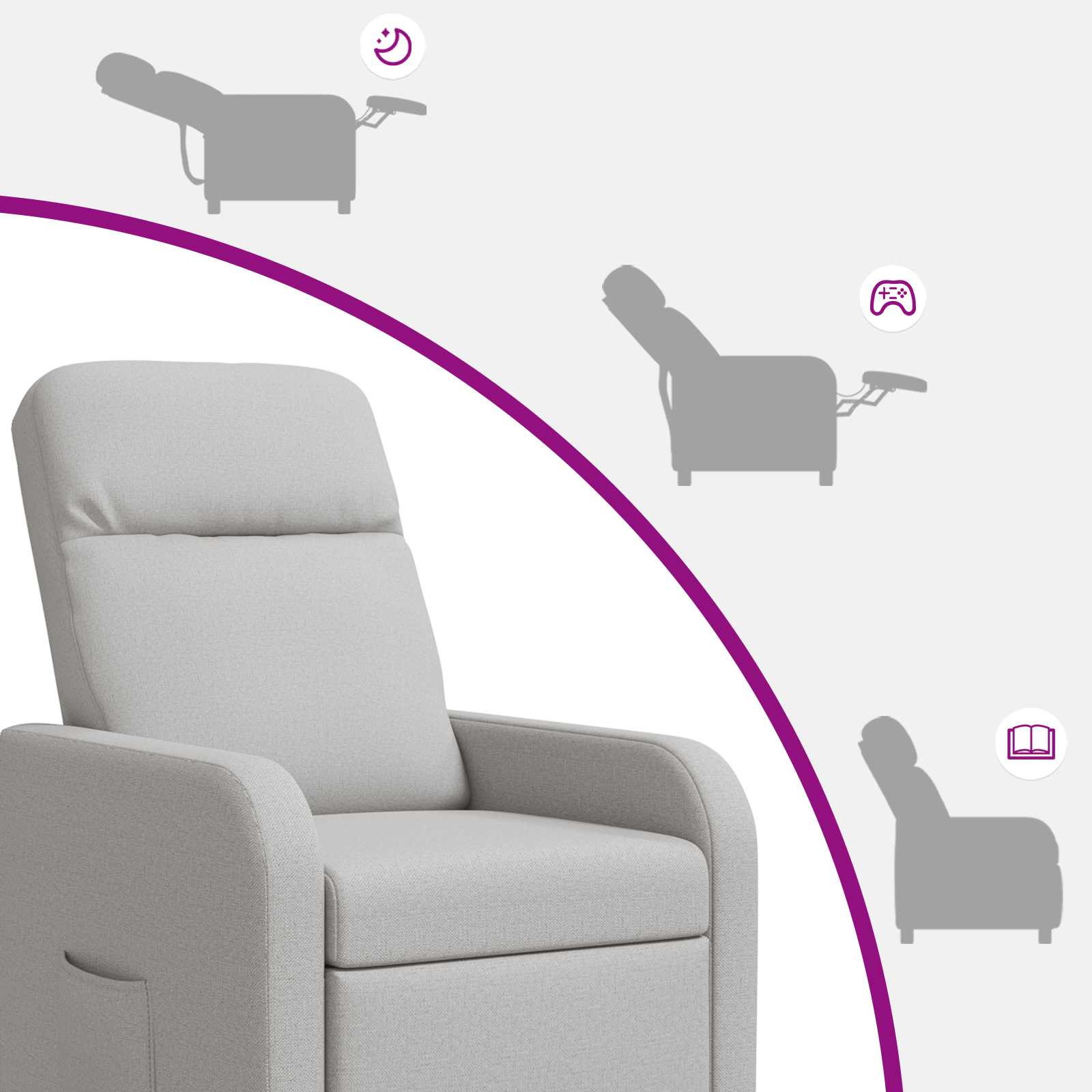 vidaXL Massage Recliner Wolkengrijs Stof