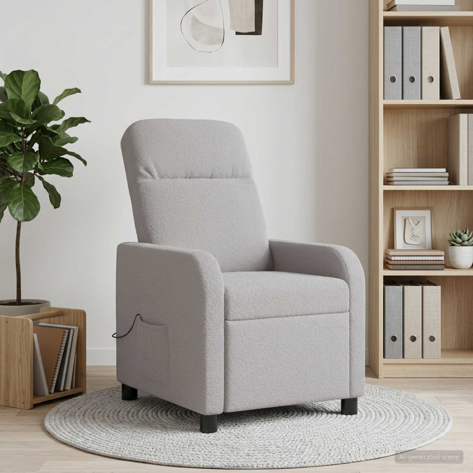 Massagefåtölj Ljusgrå Bouclé