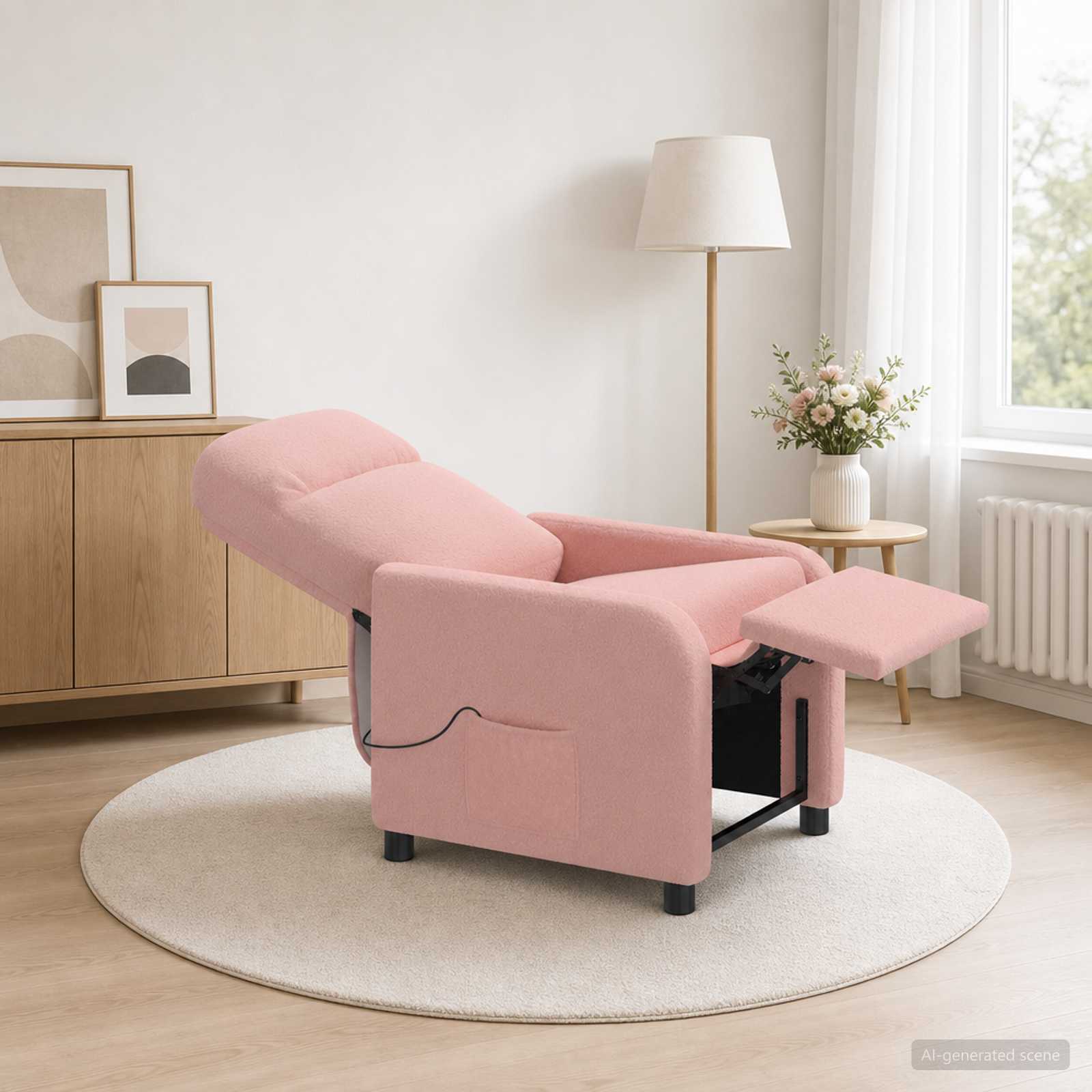 vidaXL Massage Recliner Roze Bouclé